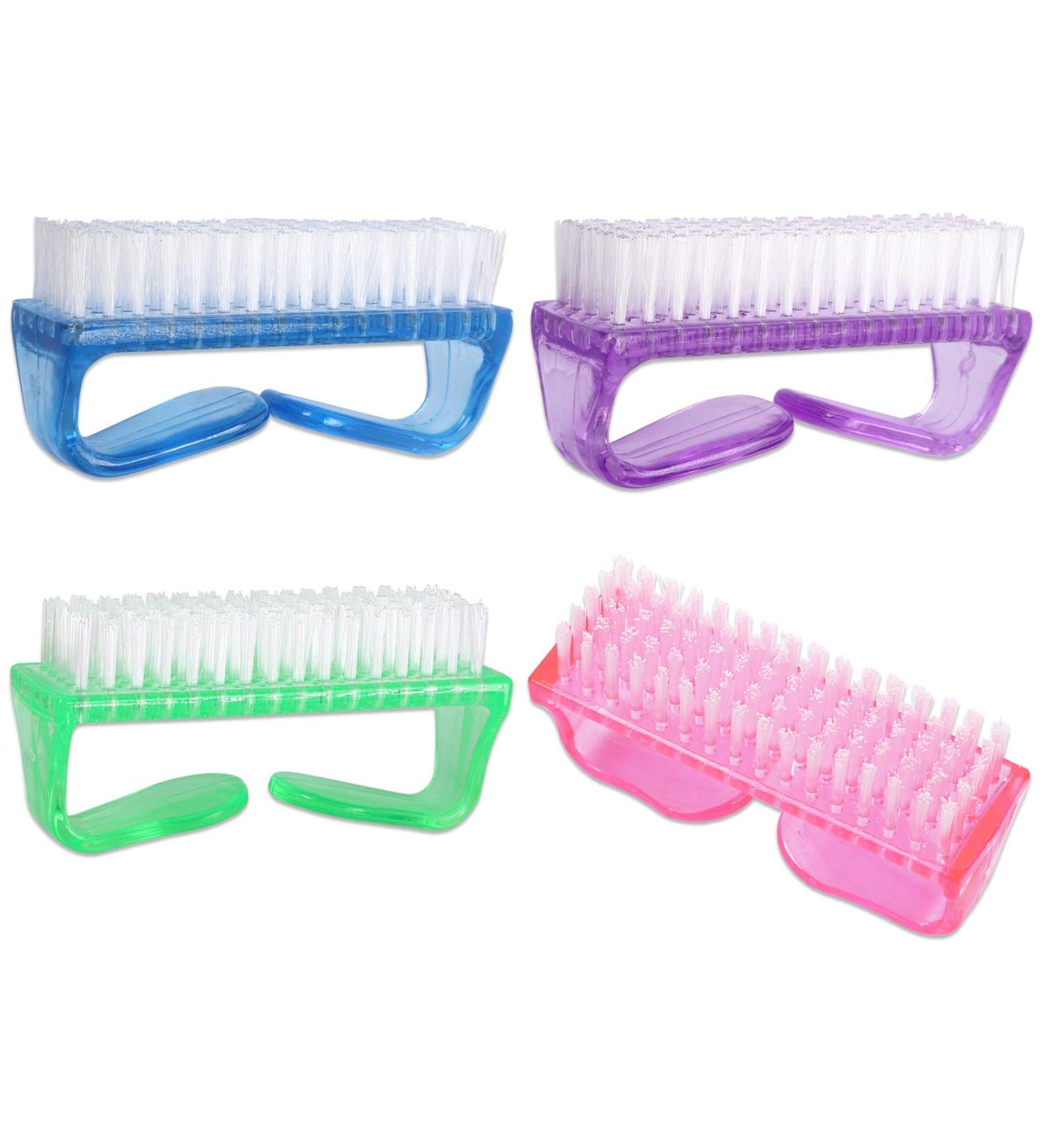 Beauticom Mixed Colored Scrub Brush with Handle - 4 Pack for Nails, Manicure, Cleaning, Sanitizing - 4 Colors - Buy Online on GoSupps.com