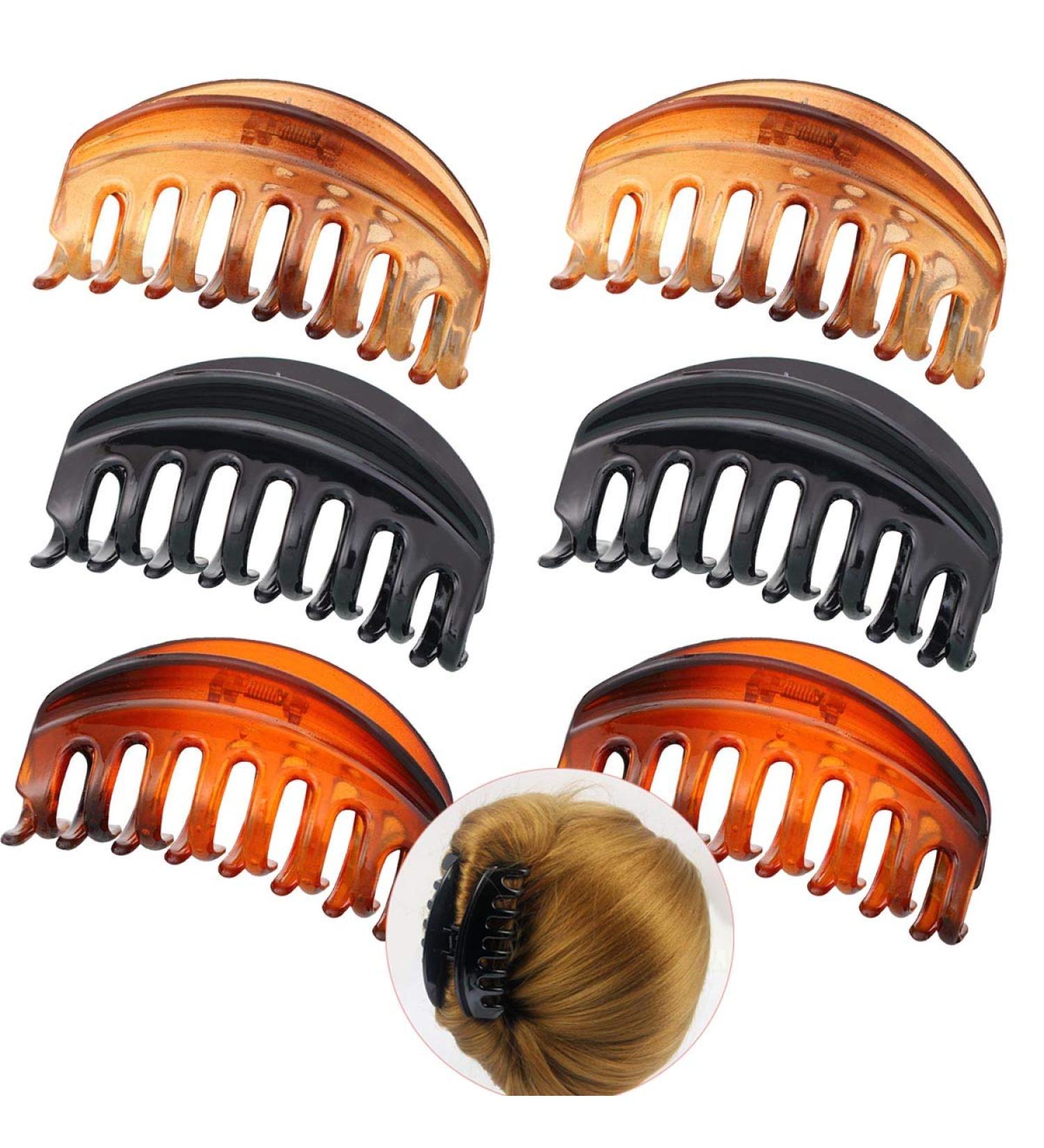 Luckycivia 6 PACK Large Plastic Hair Claw Clips (4 inch) - Strong Hold & Non-Slip Barrettes for Women, Lady, Girls - Fashion Hair Accessories - Buy Online on GoSupps.com