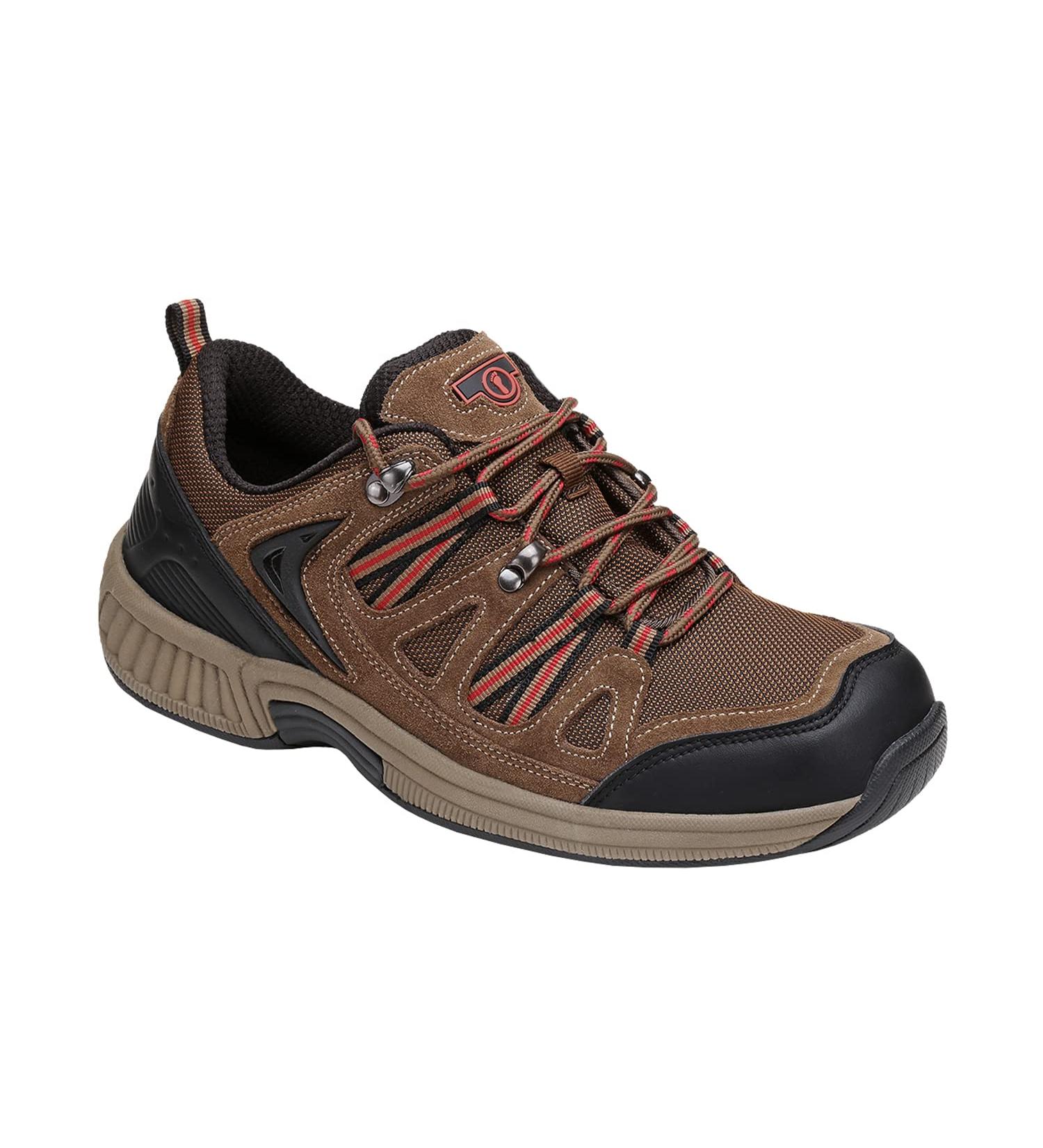 Orthofeet Plantar Fasciitis Sneakers for Men - Heel Pain Relief, Arch Support, Ergonomic Sole - Sorrento 9.5 Wide Brown - Buy Online on GoSupps.com