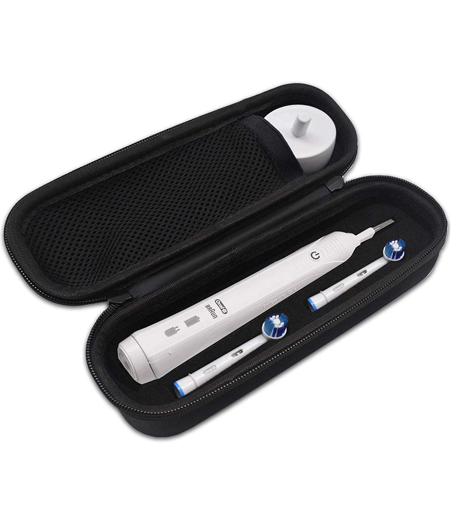 Oral B Electric Toothbrush Hard Travel Case - Fits Pro 1000, 2000, 3000, 3500 - Mesh Pocket, Soft Lining for Protection - Buy Online on GoSupps.com