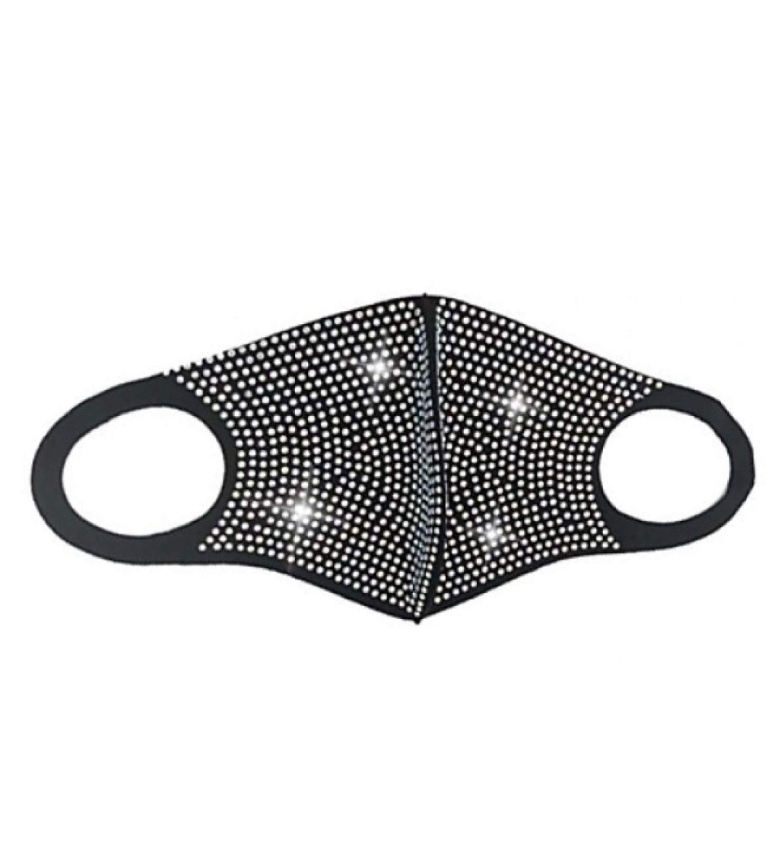 new luxury black with diamond letters rhinestone tassel washable jewelry mask - White