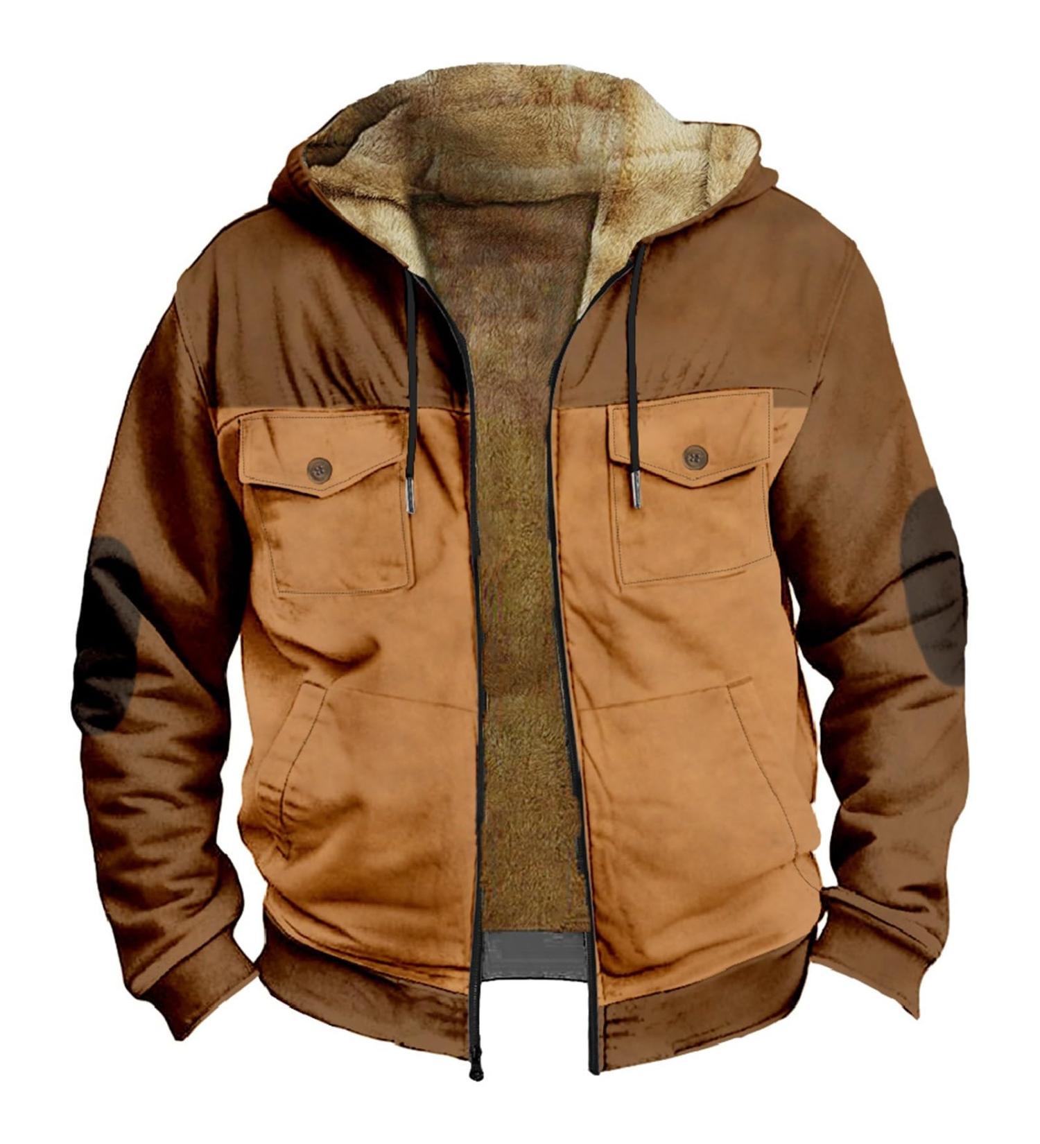 Men's Oversize Fleece Hoodie Jacket - Warm Plush Winter Coat Elegant Long Sleeve Breathable Cuddly Upperwear (4XL Coffee) - Buy Online on GoSupps.com