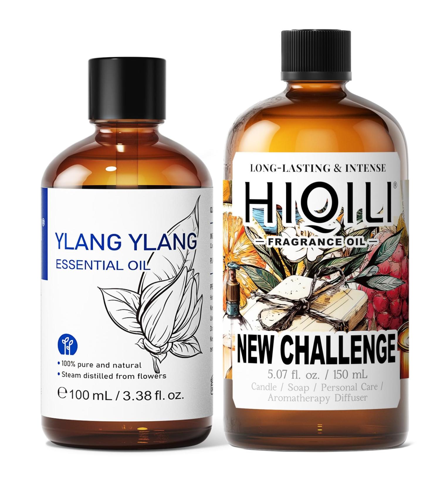 HIQILI 100ML Ylang-Ylang Essential Oil & 150ML New Challenge Fragrance Oil for DIY Diffuser - Buy Online on GoSupps.com