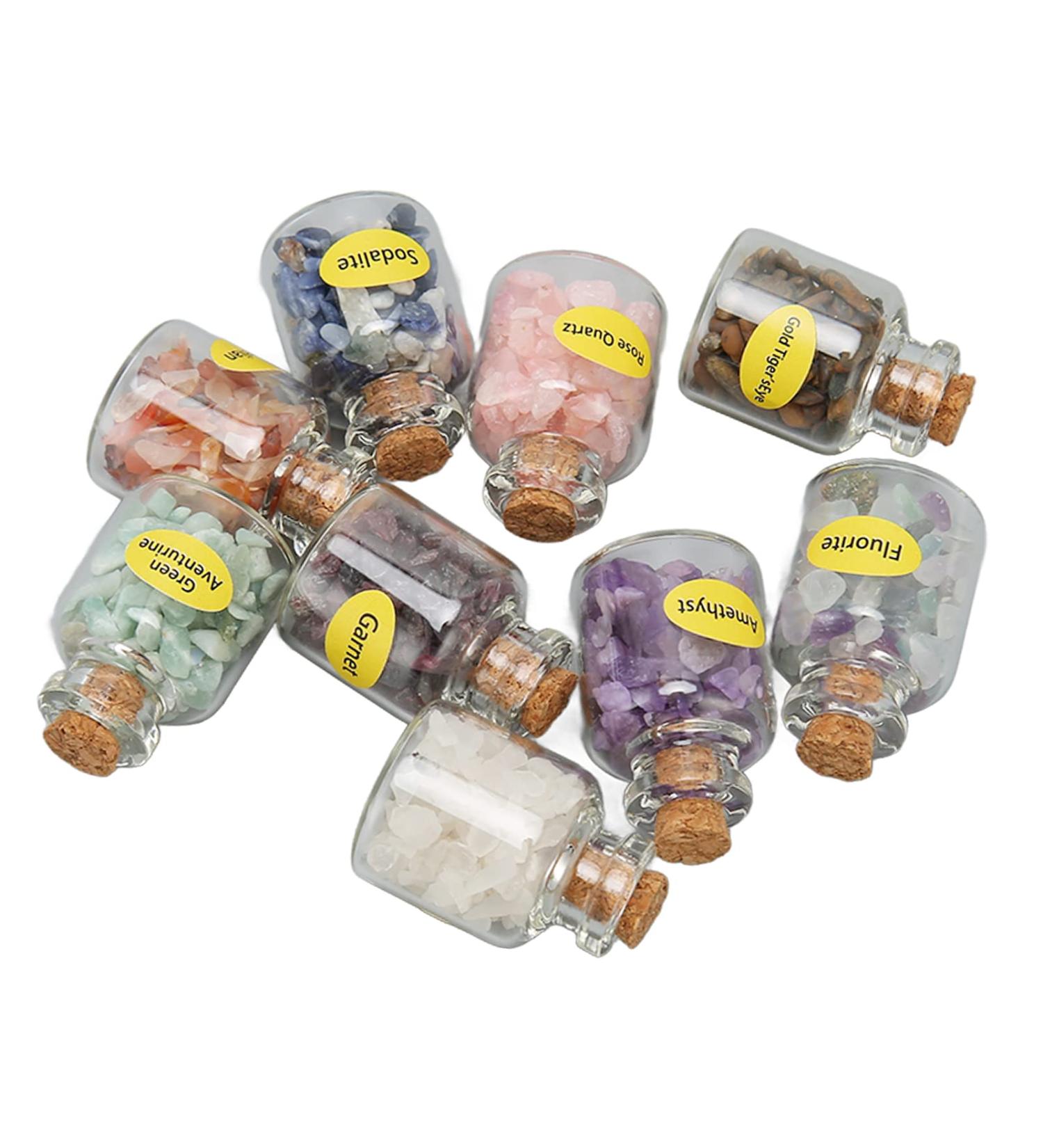 Weikeya Mini Stone Bottles - 9pcs Chip Stone Set Colorful Glass Containers for Decoration | International Shipping Available - Buy Online on GoSupps.com
