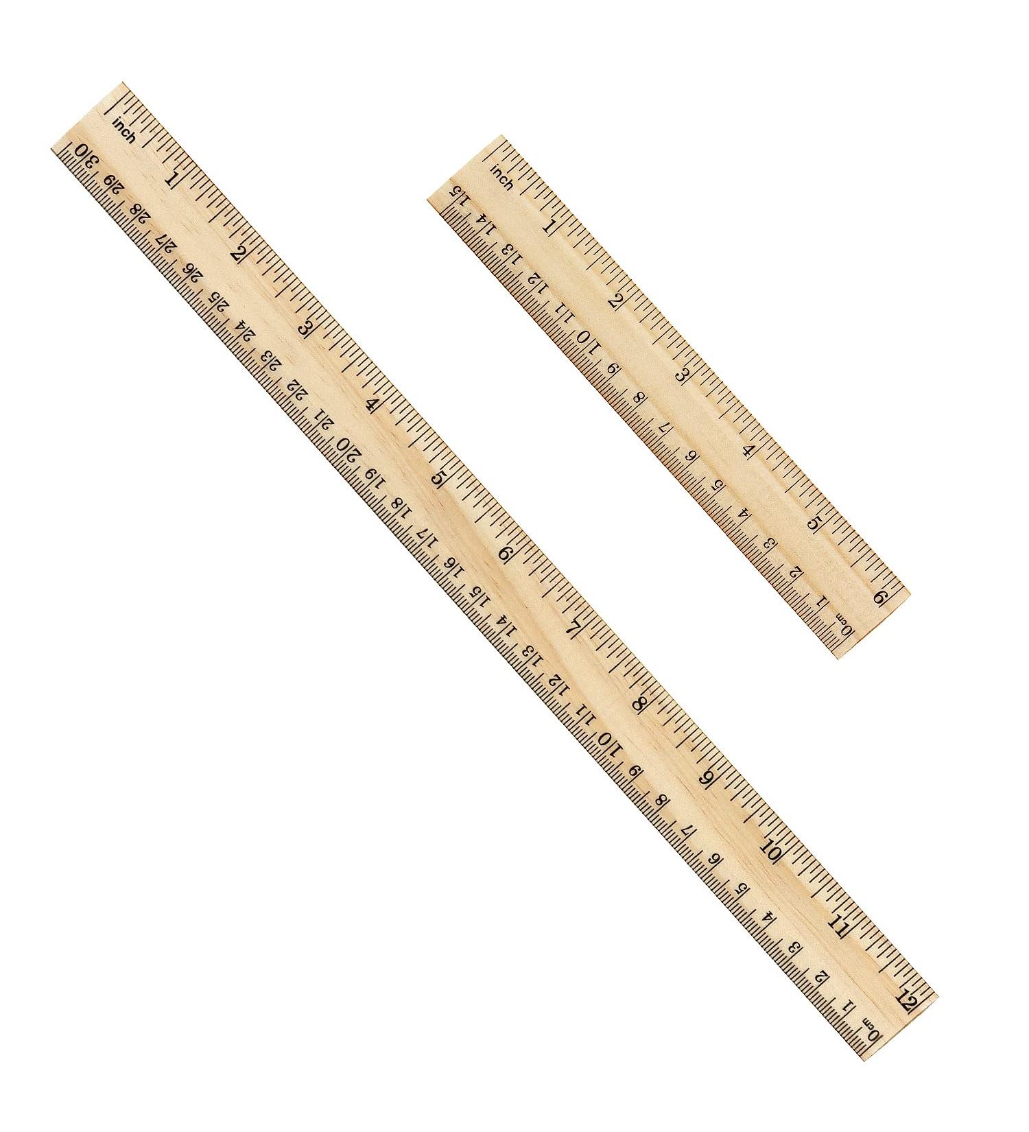 2 Pack Wooden Ruler 6 Inch 12 Inch Rulers Bulk Wood Measuring Ruler for Students Office School Supplies 2 Scale (15 cm and 30 cm) - Buy Online on GoSupps.com