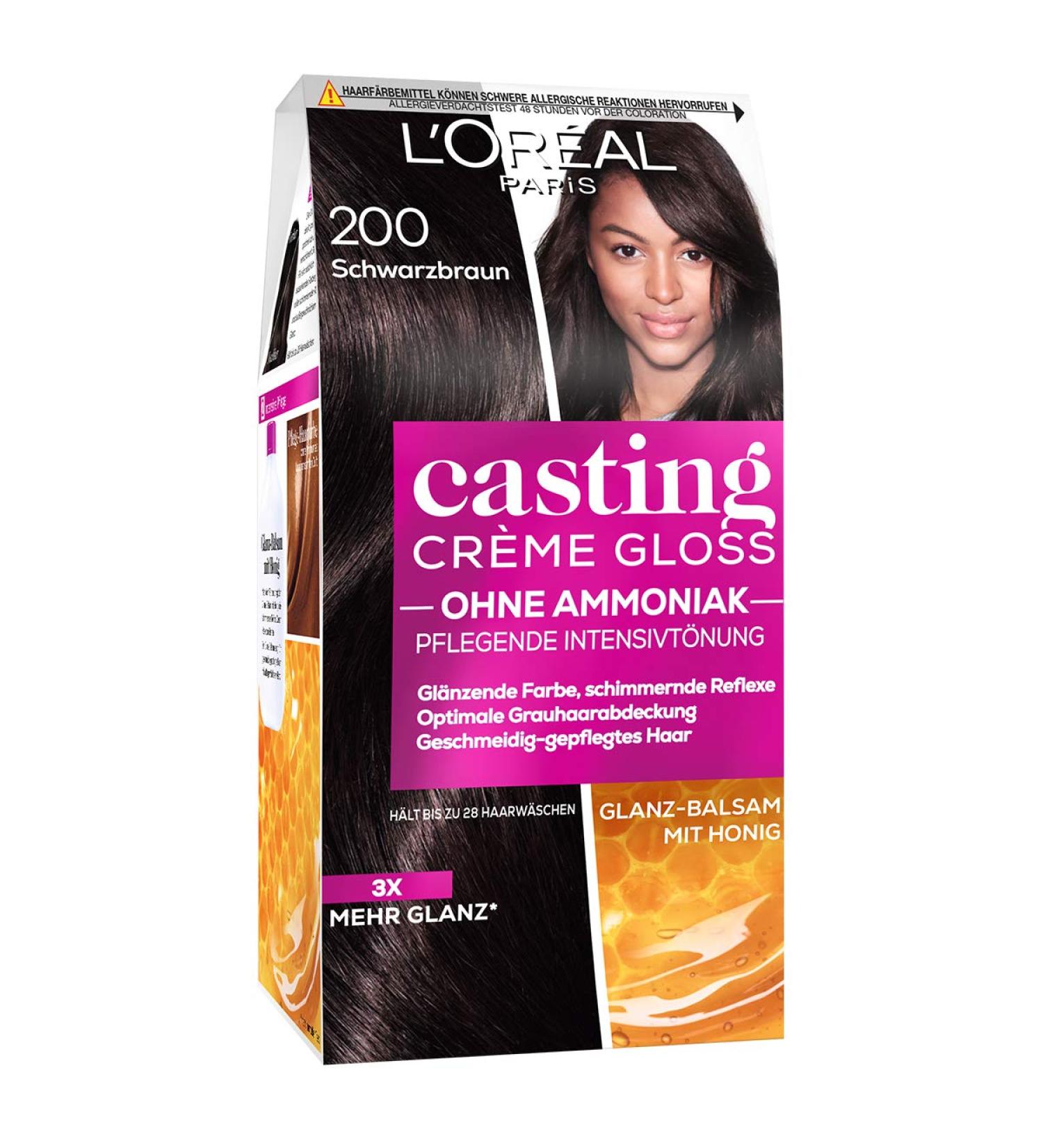 L'Or al Paris Ammonia-Free Hair Color - Casting Cr me Gloss No. 200 Black Brown - Nourishing Tint with Gloss Reflex Balm - 1 Piece - Buy Online on GoSupps.com