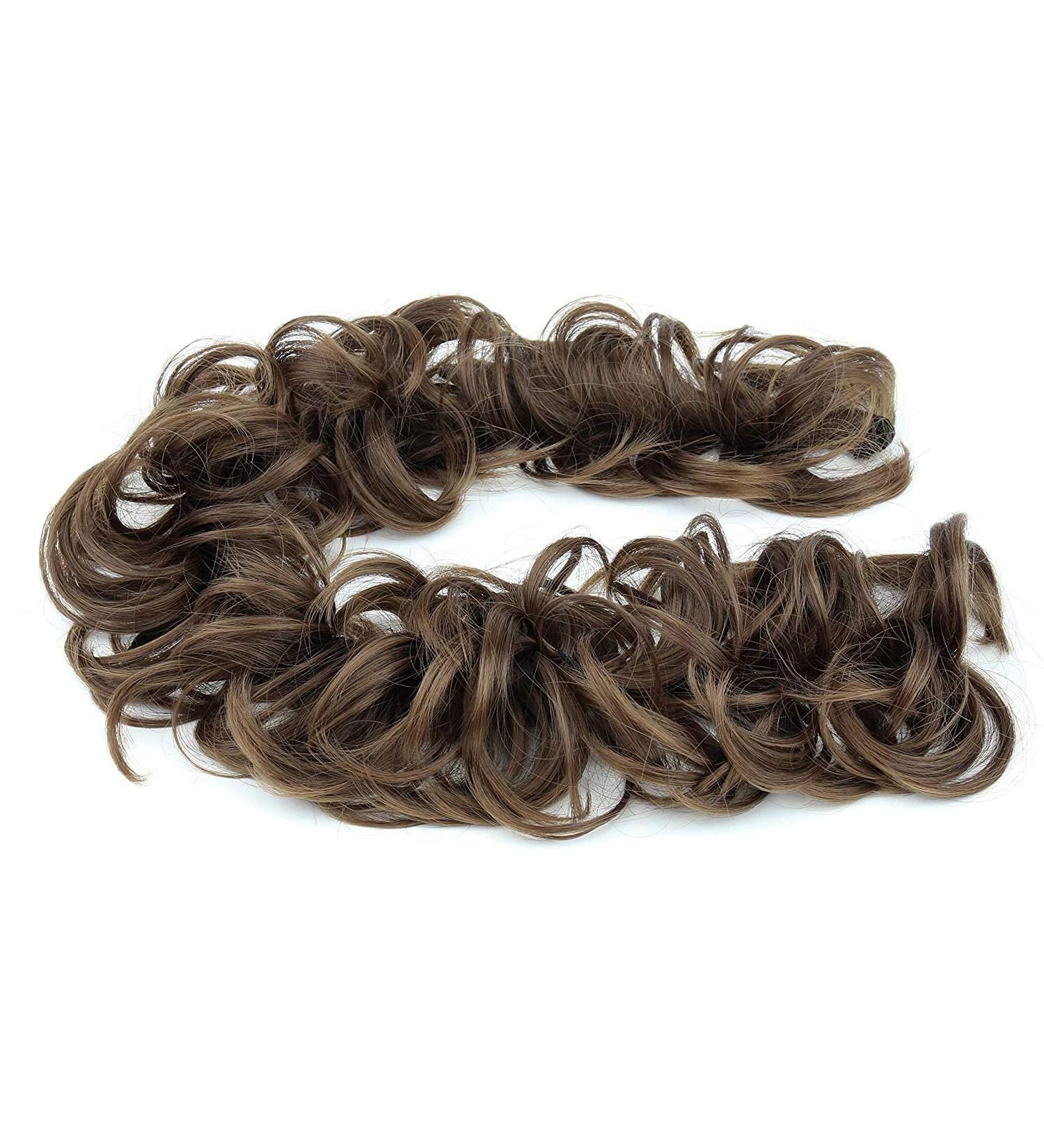 CAISHA XXL Brown Messy Bun Hairpiece - Bridal Updo Voluminous Curly Hairstyle #4T6 - Buy Online on GoSupps.com