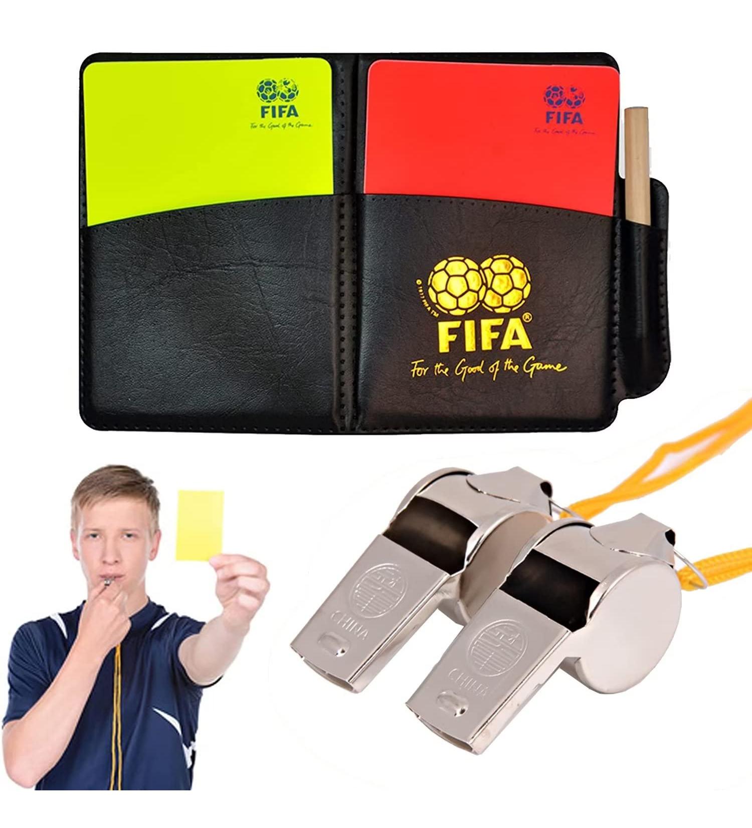 Namis Referee Set - Metal Whistles Red & Yellow Cards Complete Coach Kit for Football Games - Buy Online on GoSupps.com
