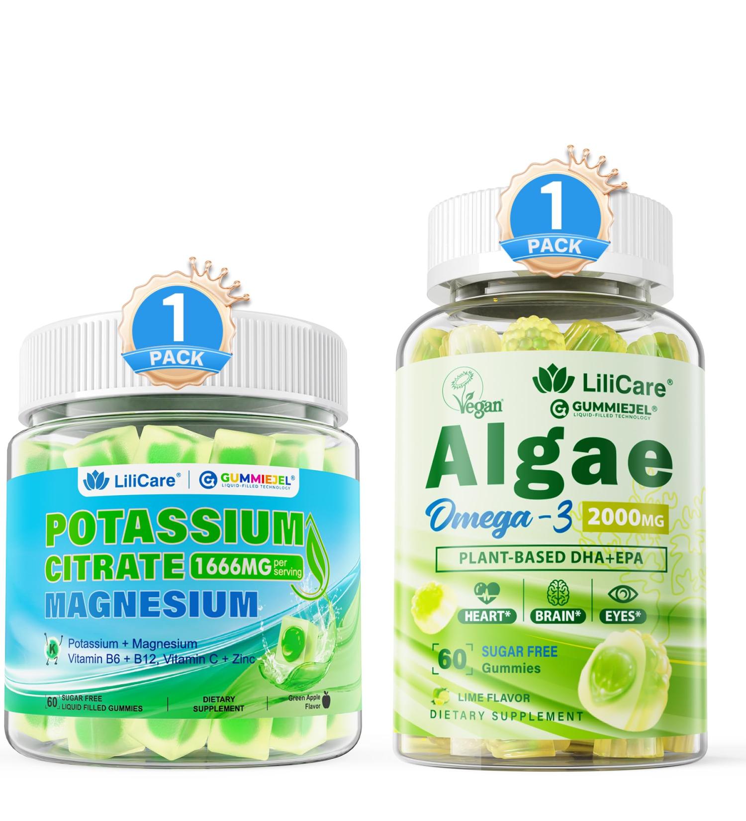Omega 3 Gummies 2200mg Potassium Citrate Gummies 1666mg for Adults 2 Pack - Buy Online on GoSupps.com