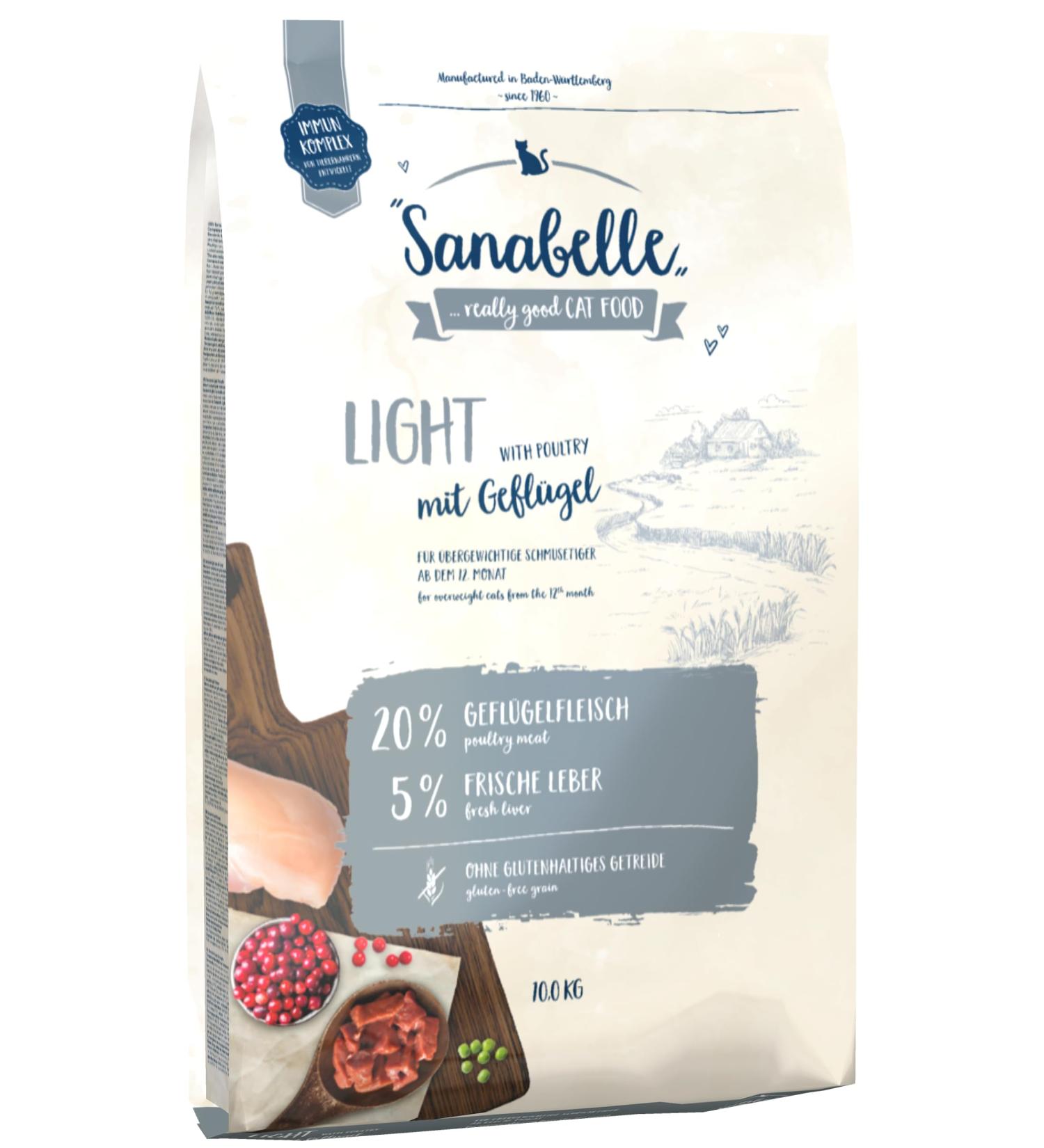 Sanabelle Light Dry Cat Food 10kg - Reduced Energy for Overweight Cats | International Shipping Available - Buy Online on GoSupps.com