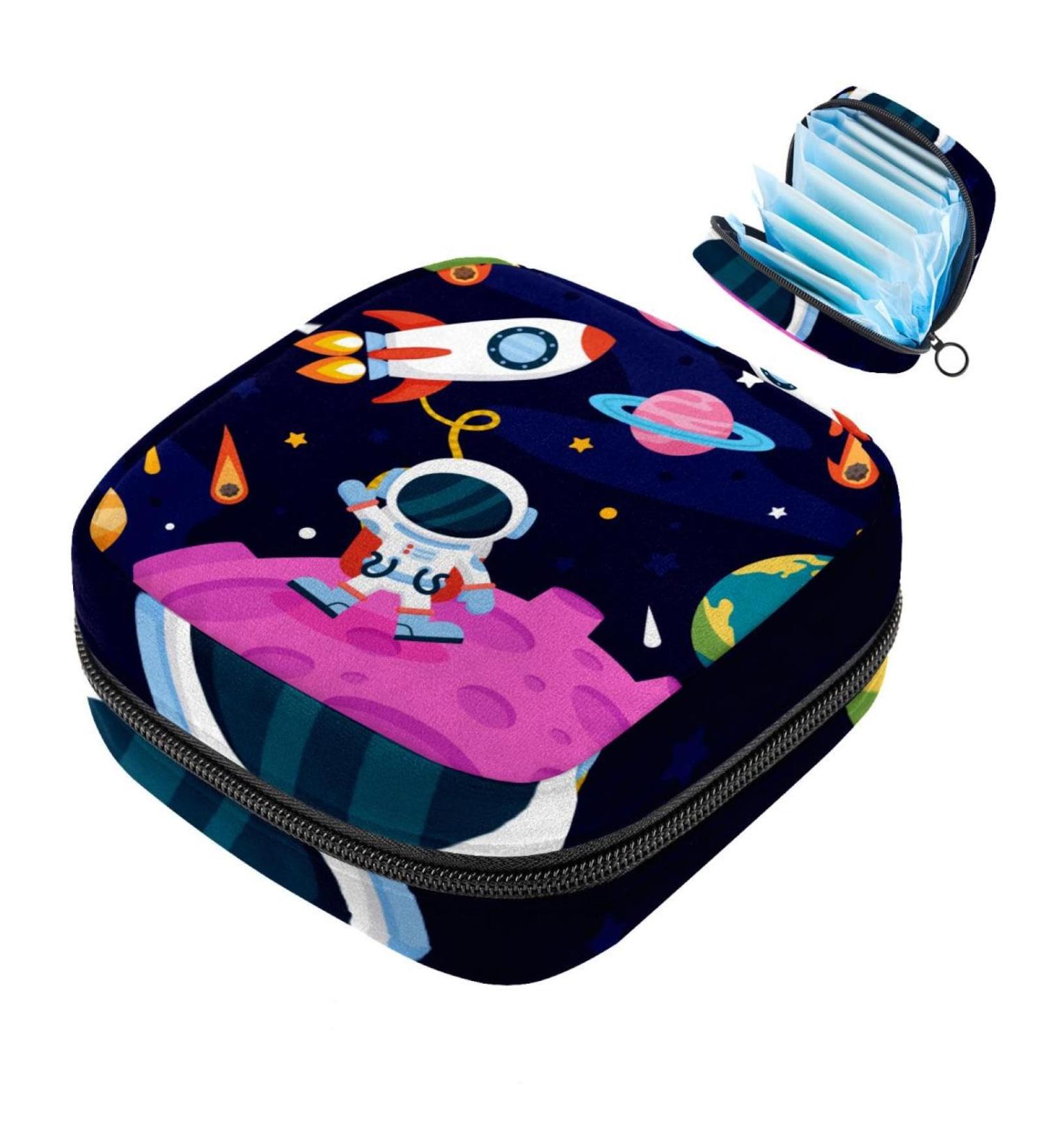 Portable Women's Binding-Up Bags | Menstrual Cup & Tampon Bags for Teens | Colorful Space Planet Design - Buy Online on GoSupps.com