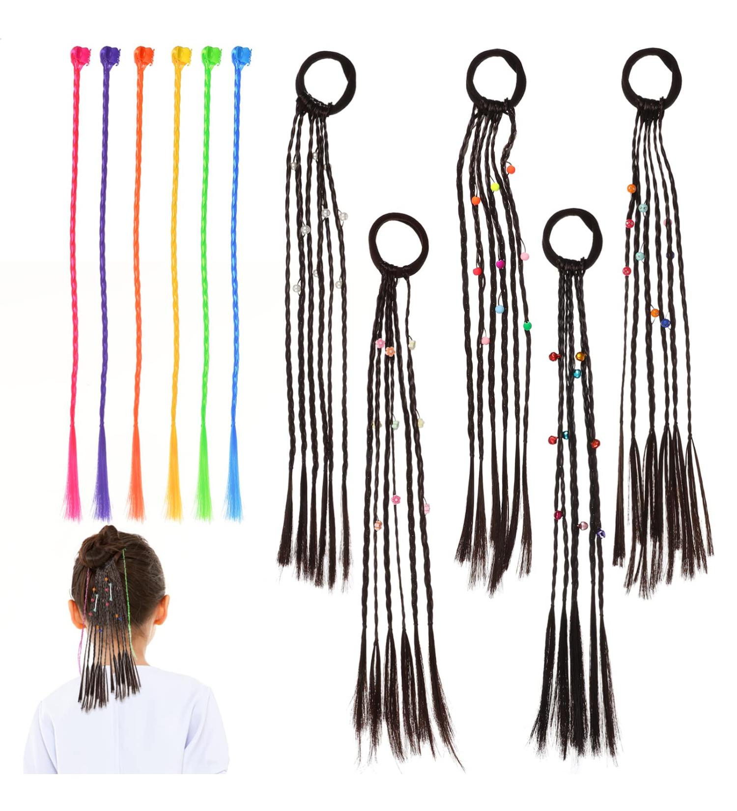 Lurrose 1 Set of Kids Hair Extensions with Hair Clips Braided Hair Piece with Elastic Rope Hair Braid for Party Favors - Buy Online on GoSupps.com
