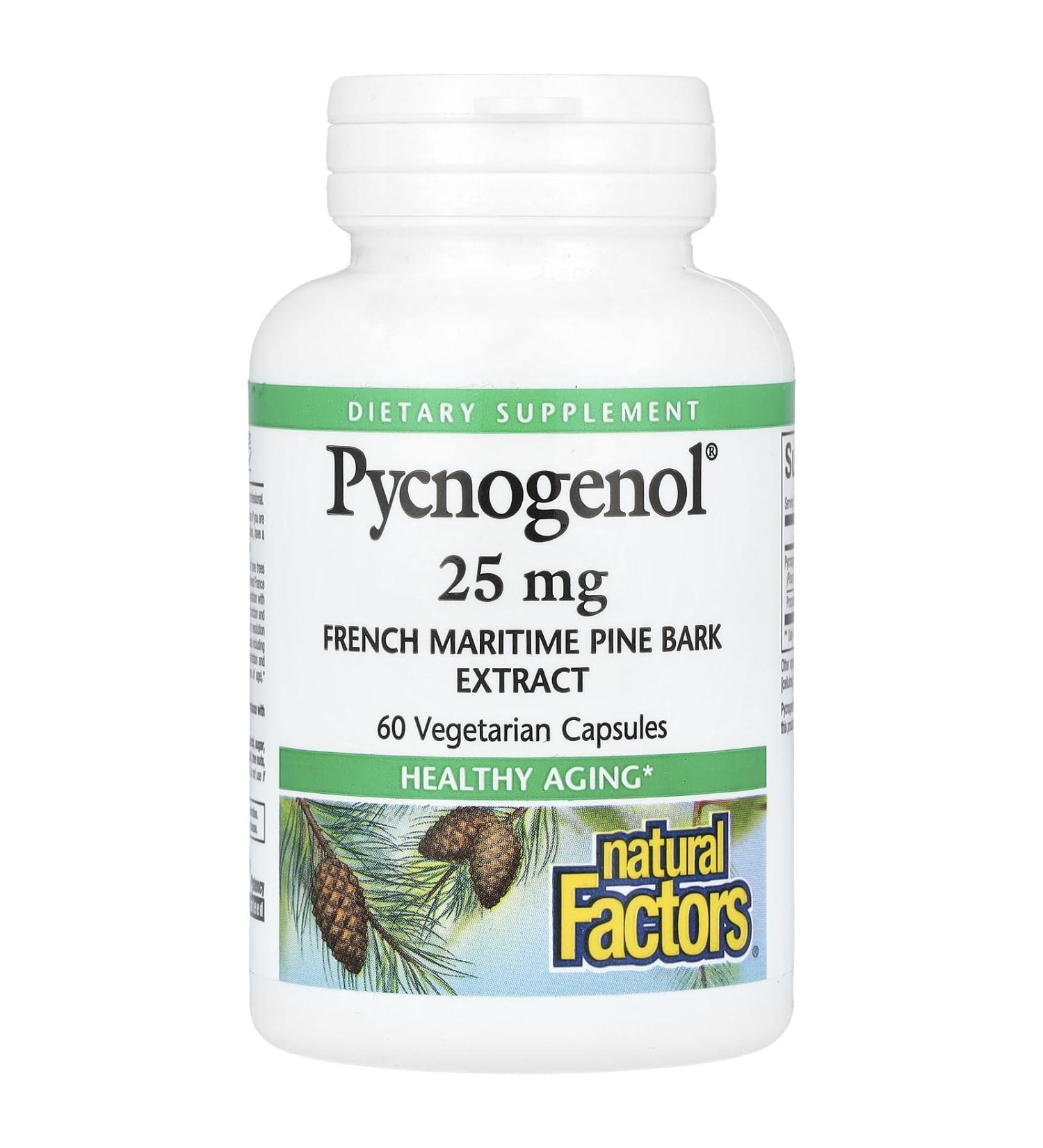 Buy Pycnogenol 25 mg - 60 Vegetarian Capsules | Natural Factors - Boost Health & Wellness Worldwide - Buy Online on GoSupps.com