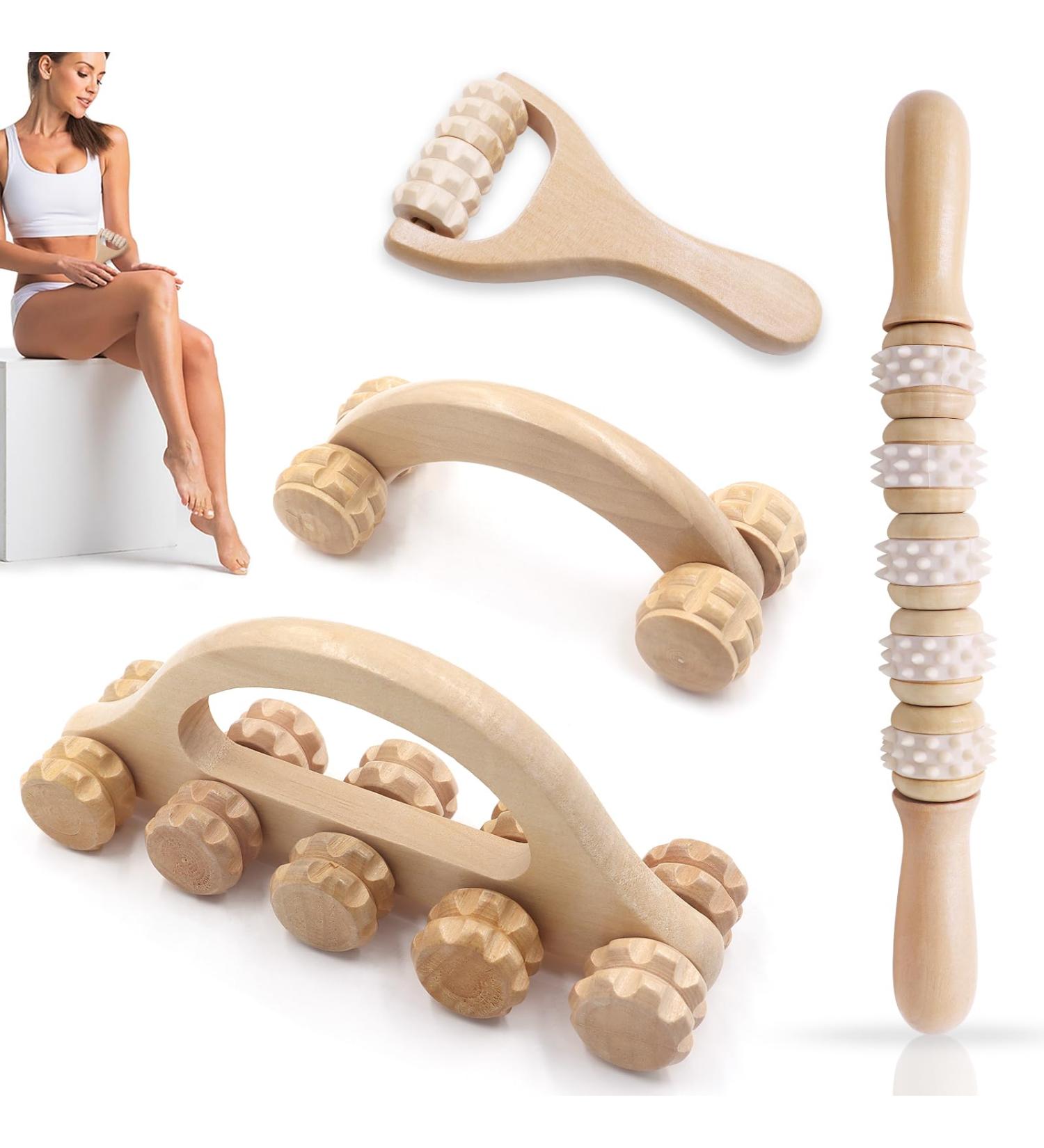 Gzjiyu 4 STK Massage Roller Set Fascia Rollers with Handles for Neck Shoulders Legs & Full Body Muscle Relief | International Shipping Available - Buy Online on GoSupps.com