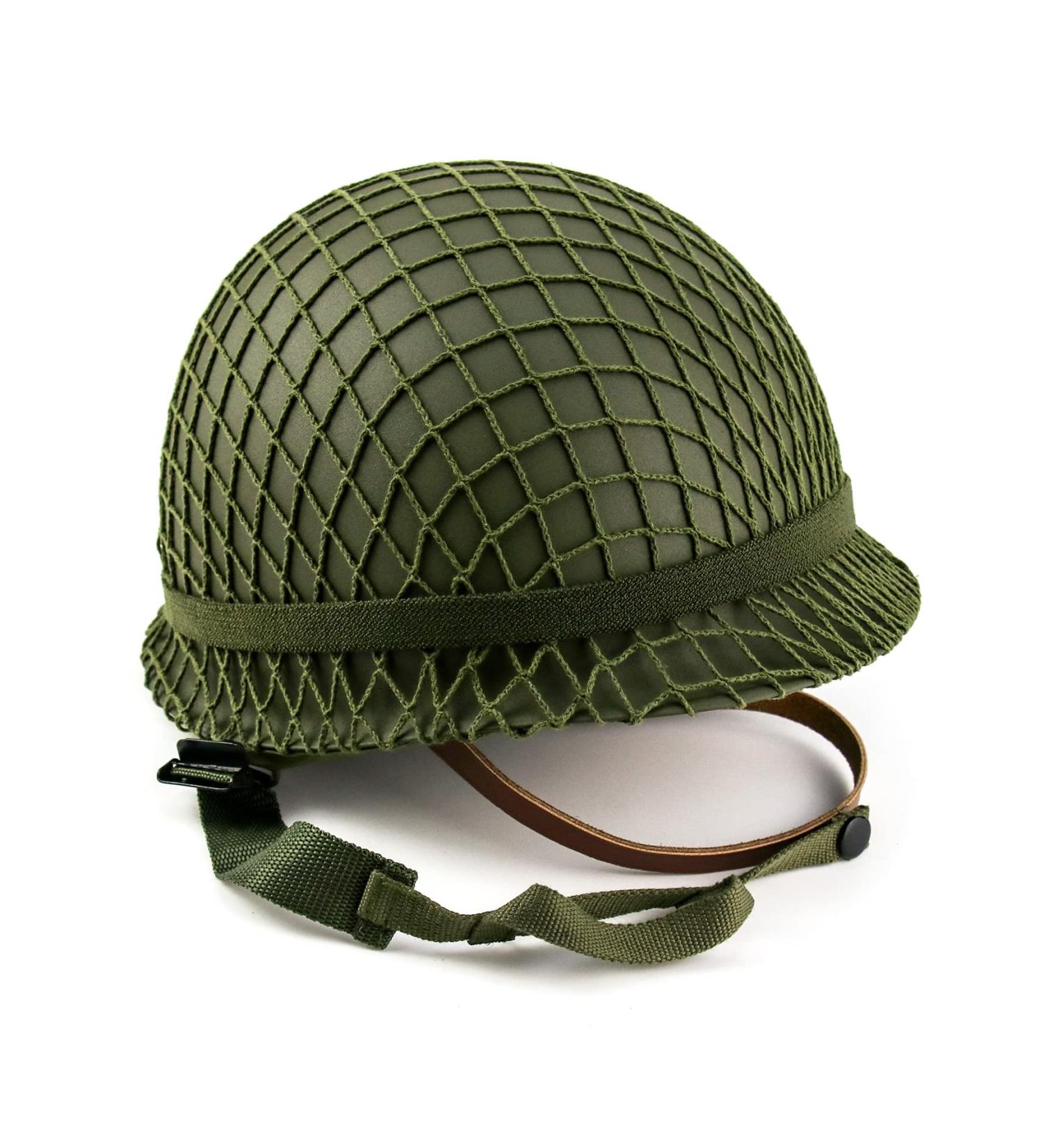 QWORK M1 Green Helmet Replica with Net Cover - WWII US Army Outdoor Field Steel Helmet - Buy Online on GoSupps.com