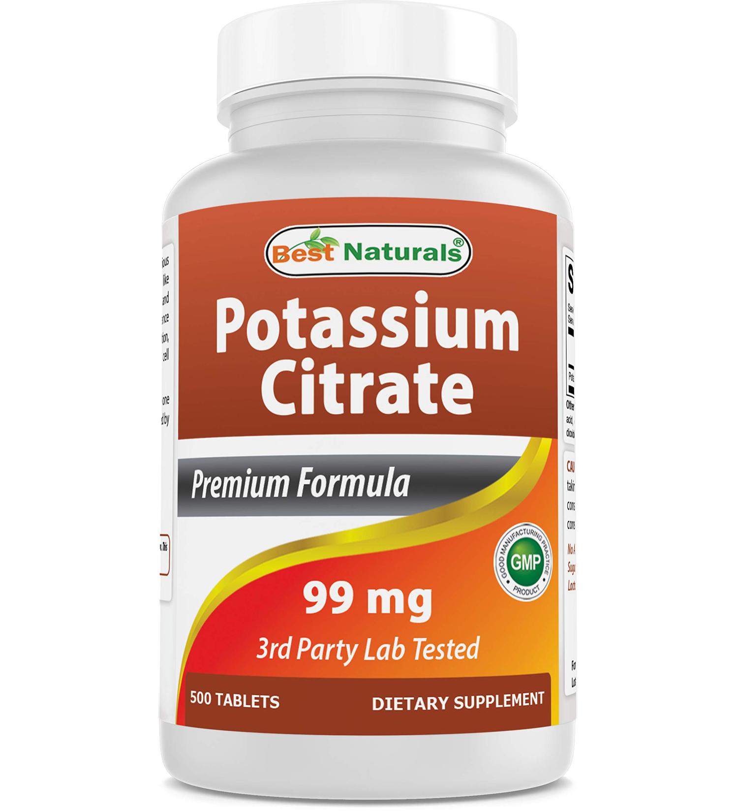 Naturally Sourced Potassium Citrate 99mg | 500 Tablets | 3rd Party Tested - Buy Online on GoSupps.com