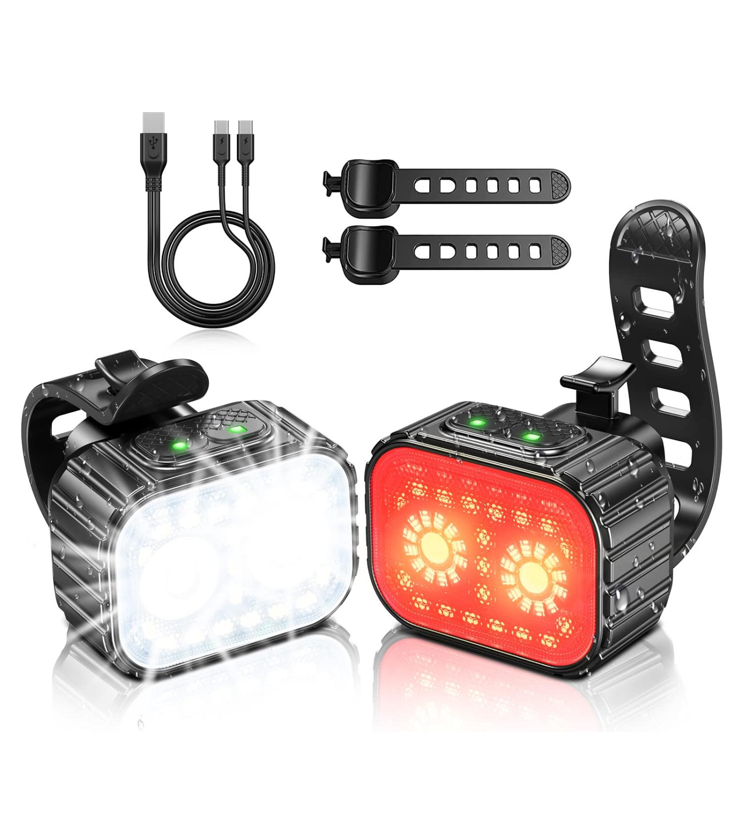 Zewdov Ultra Bright Rechargeable Bike Lights Set | IPX6 Waterproof Front & Back Lights | 8/12 Modes, 58Hrs Runtime | Easy Install Bicycle Headlight & Tail Light Combo - Buy Online on GoSupps.com