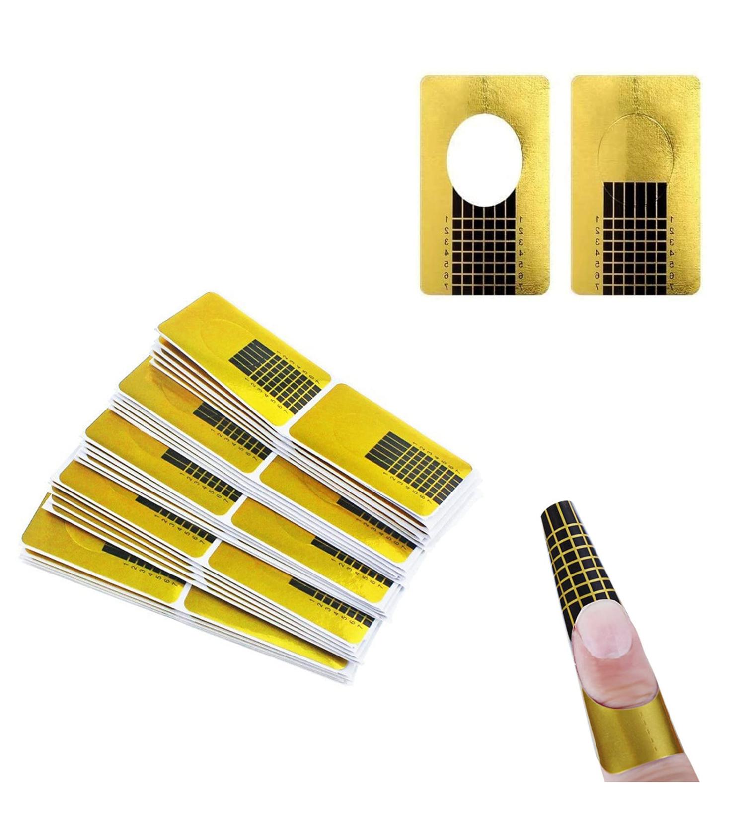 300Pcs Nail Art Extension Tips BetterJonny Golden Nail Extension Forms Guide Stickers for Acrylic UV Gel DIY Nail Art Manicure Tool - Buy Online on GoSupps.com