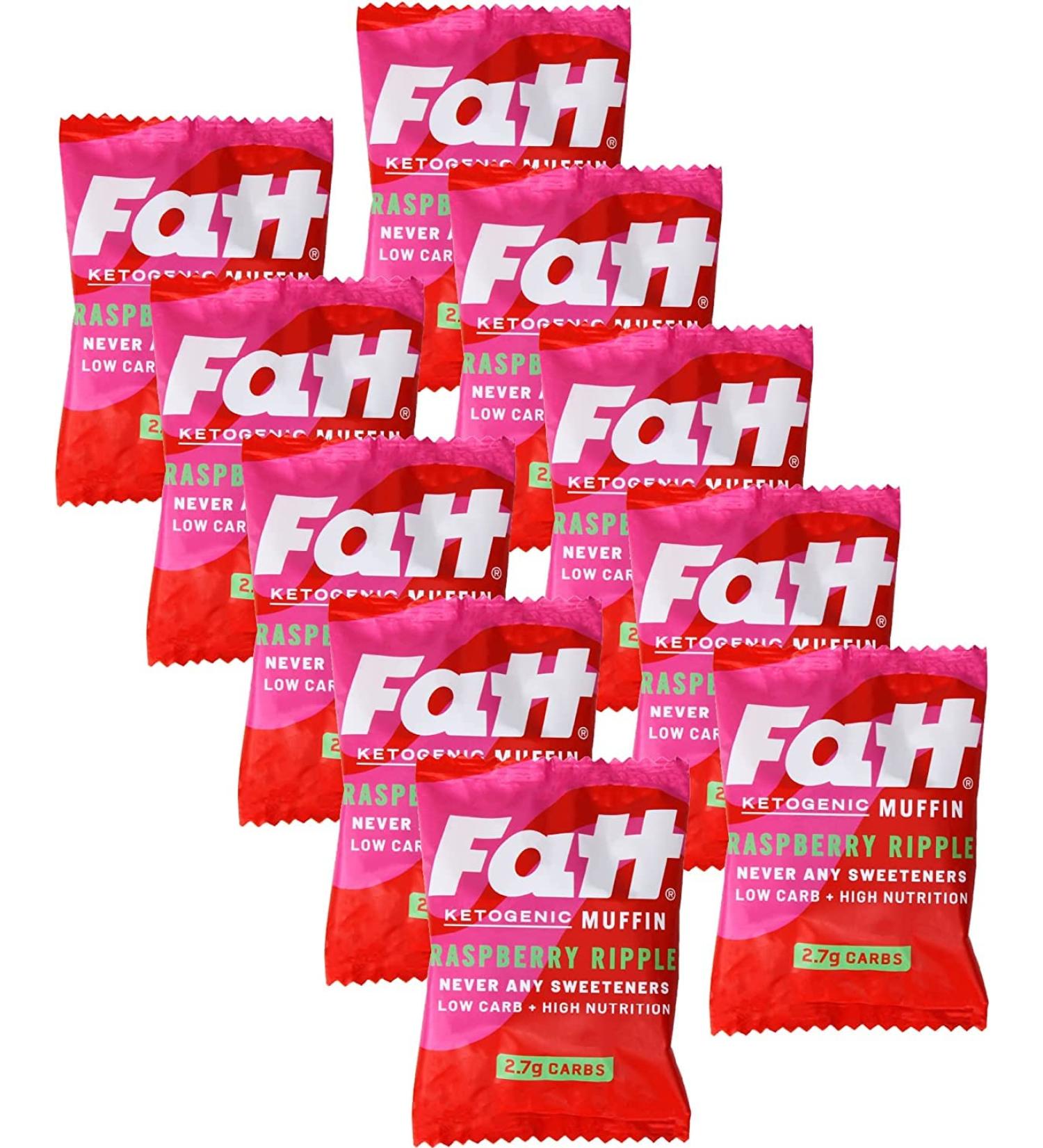 Fatt Ketogenic Raspberry Ripple Muffin - 10 x 40g Muffins - 2.7 g carbs - 100% Natural Low Carb Keto Snack with Super Fats - No added sweeteners - Low Carb Keto Snack with High Nutrition - Aka Fattbar Raspberry Ripple 10 Pack - Buy Online on GoSupps.com