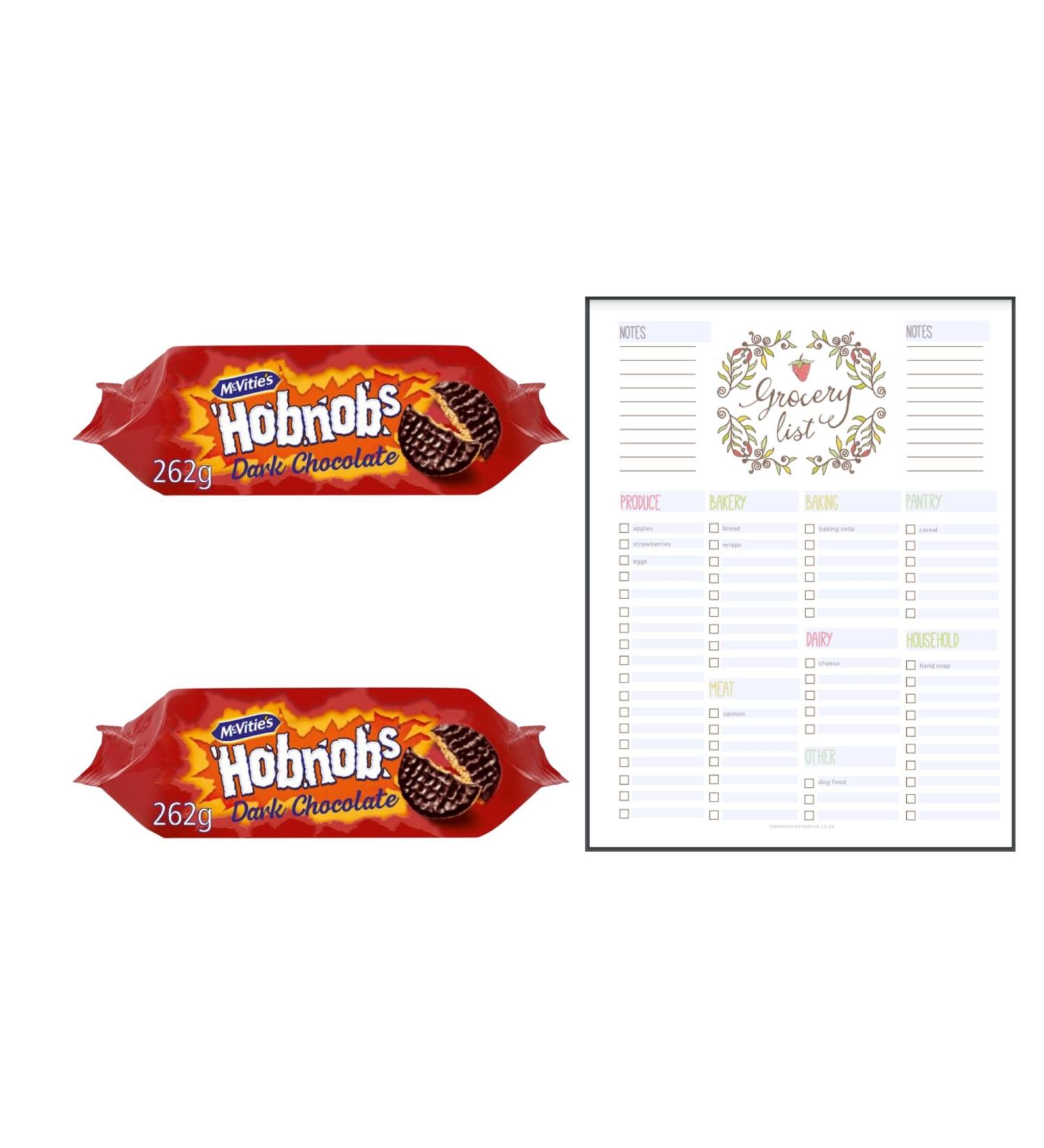 Dark Chocolate Biscuits Bundle which Contains McVitie's Hobnobs 262g - Pack of 2 with Grocery List Card - Buy Online on GoSupps.com