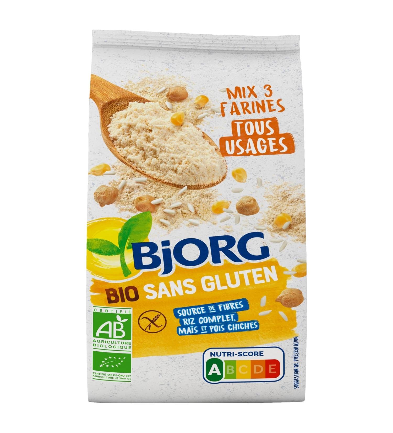 BJORG - Mix 3 All-Purpose Flours - Organic Gluten-Free Flour - Whole Rice Flour Chickpeas and Corn - 3x 500g - Buy Online on GoSupps.com