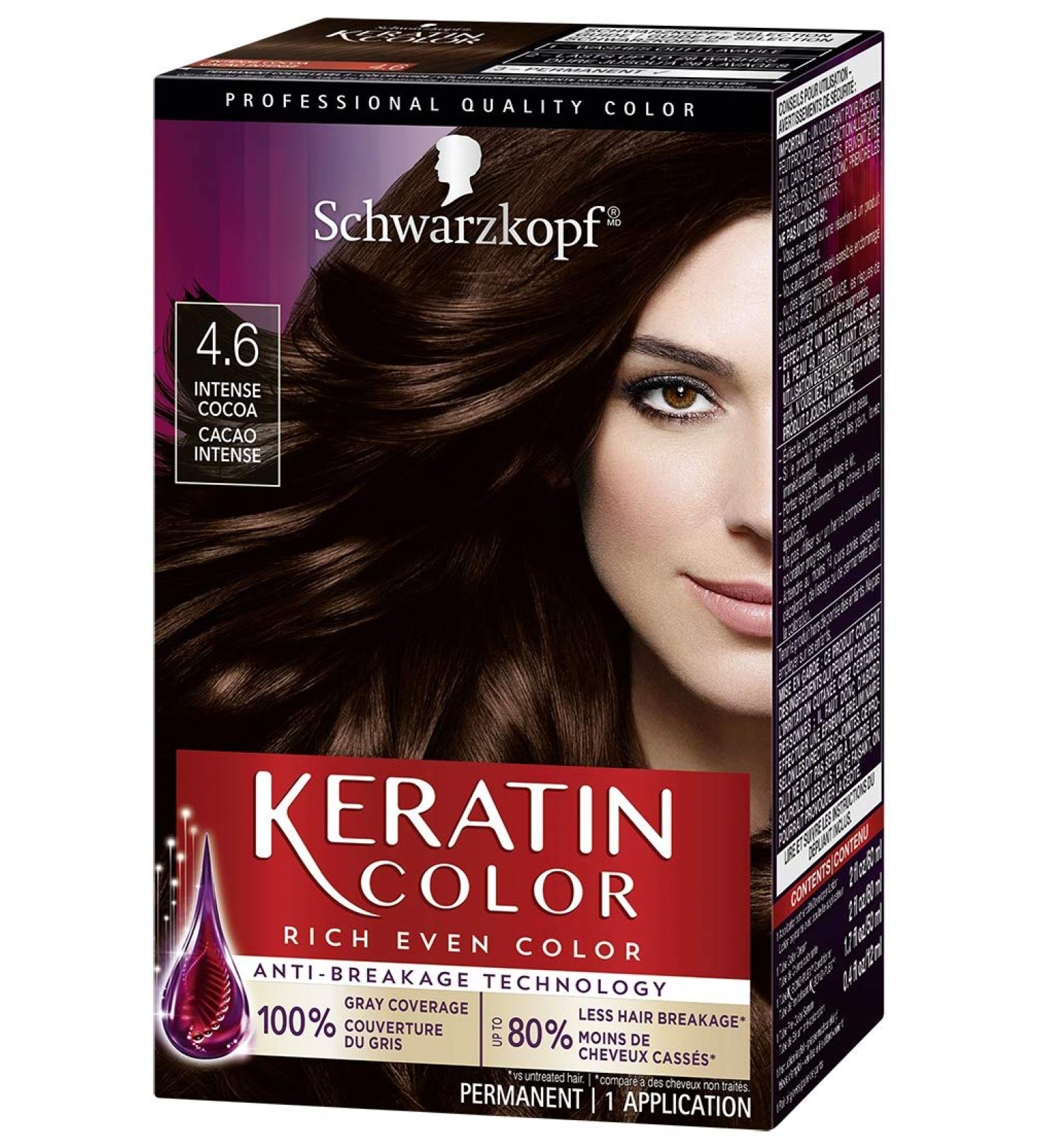 Schwarzkopf Keratin Color 4.6 Intense Cocoa Permanent Hair Color Cream - Buy Online on GoSupps.com