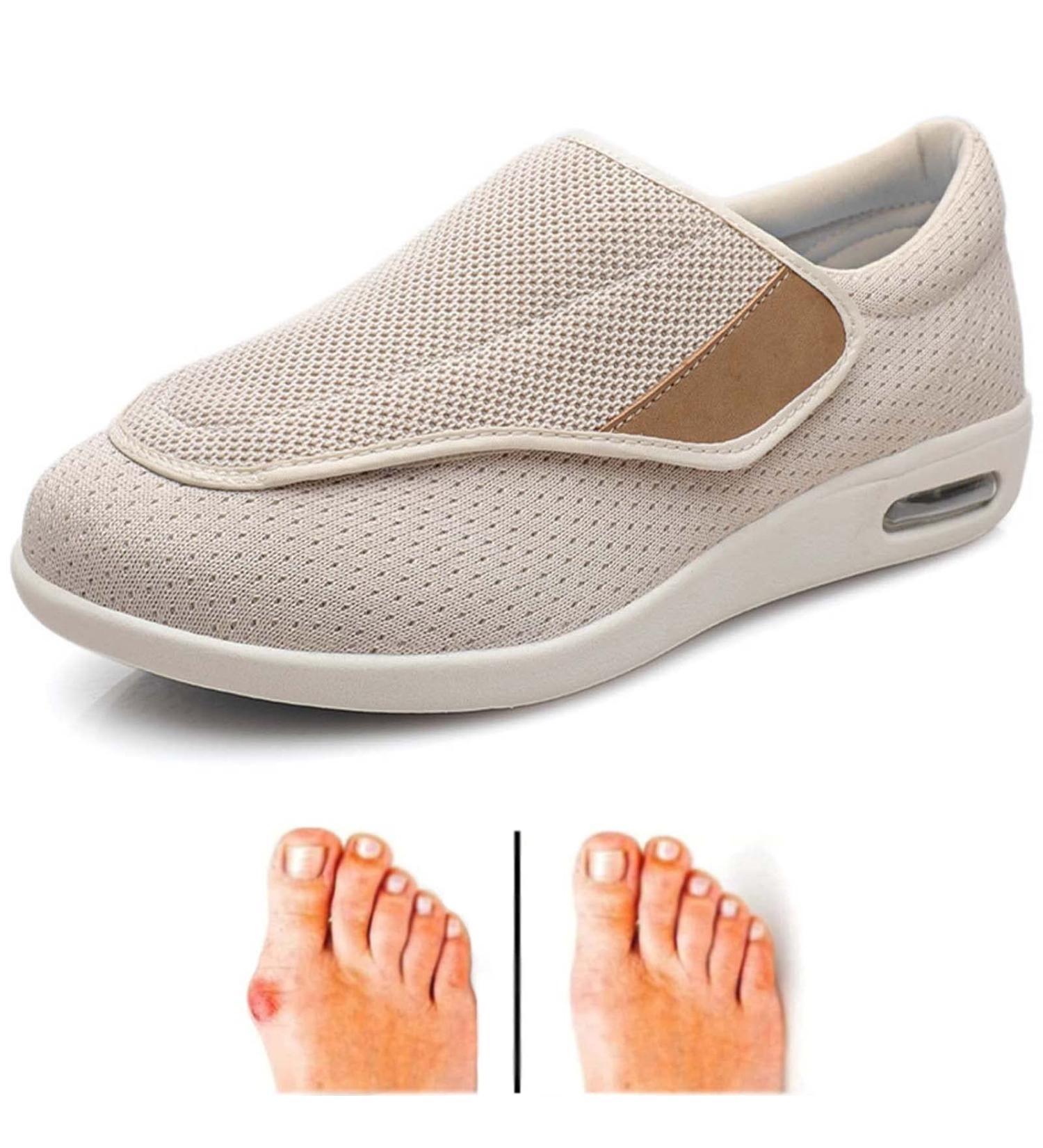 Men's Diabetic Edema Shoes with Arch Support - Adjustable Closure - Extended Widths - Beige - Size Men 9.5/Women 10.5 - Buy Online on GoSupps.com