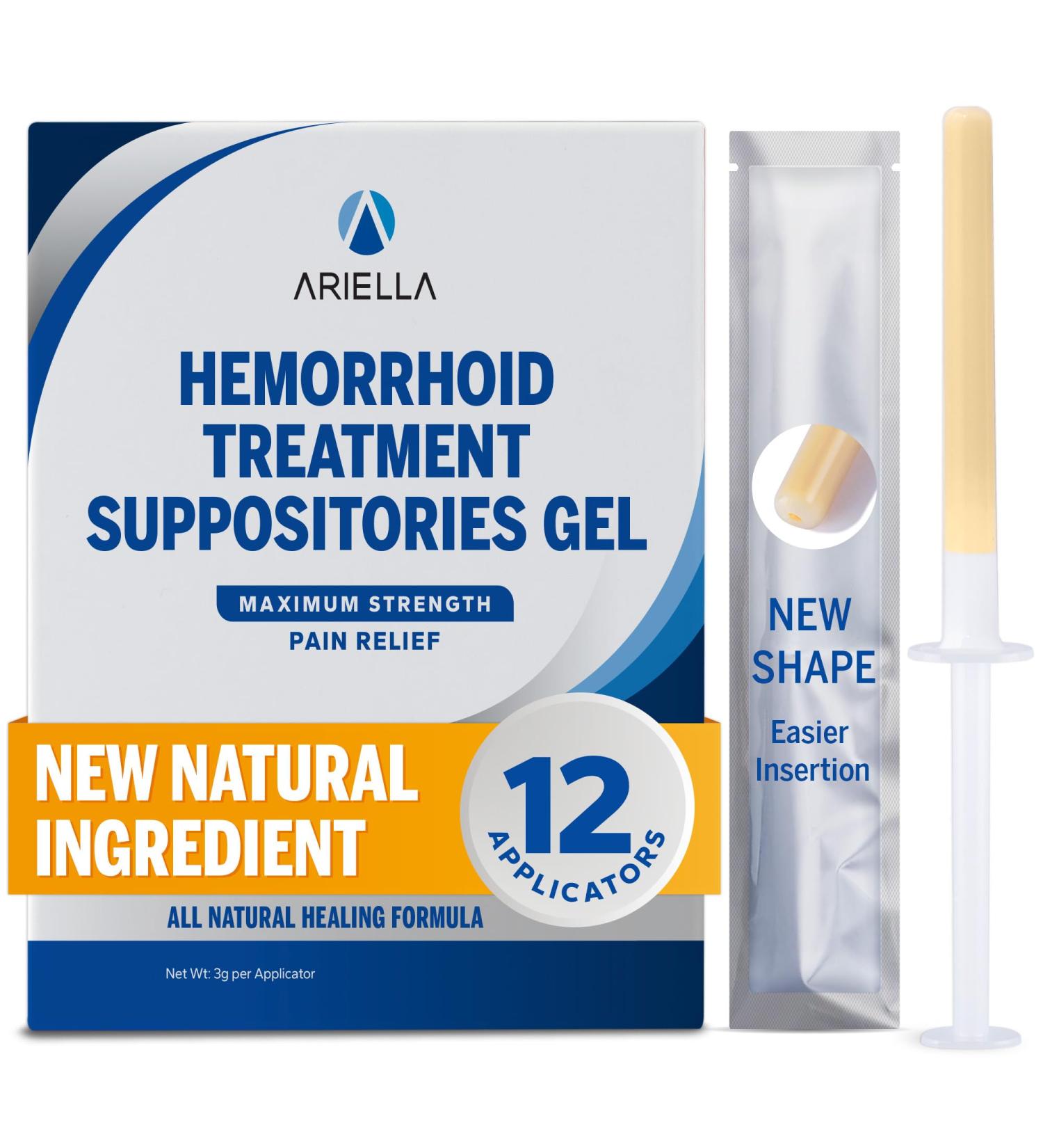 Ariella Hemorrhoid Treatment Suppository for Itch Discomfort: Hemorrhoid Shrinking Suppository Herbal Nature Gel- Best Fast Cure Burning Relief (Aloe Pack of 12) Aloe Pack of 12 - Buy Online on GoSupps.com