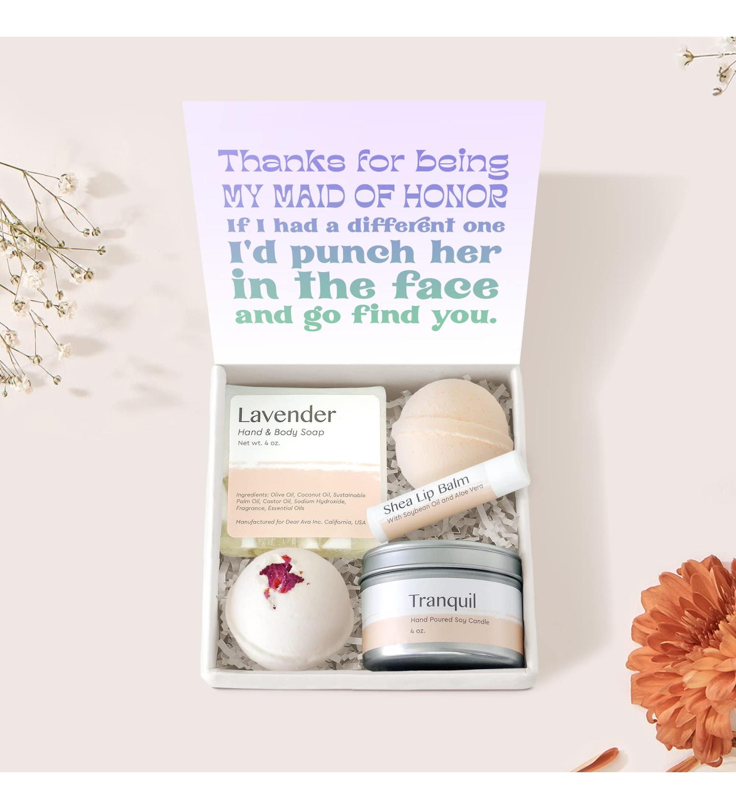Dear Ava Spa Gifts for Women - Luxury Organic Bath & Body Kit | Anti-Stress Relaxation Set & Heartfelt Card - Perfect Gift for Maid of Honor - Buy Online on GoSupps.com