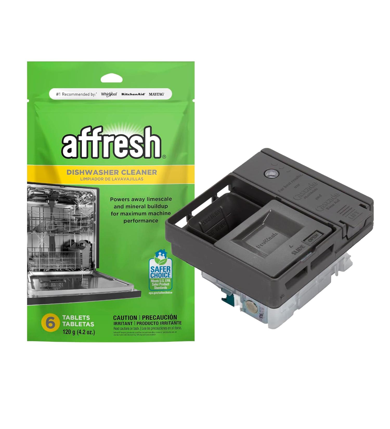 Upgraded W10861000 Detergent Dispenser Assembly & W10282479 Dishwasher Cleaner Helps Remove Limescale and Odor-Causing Residue 6 Tablets - Buy Online on GoSupps.com