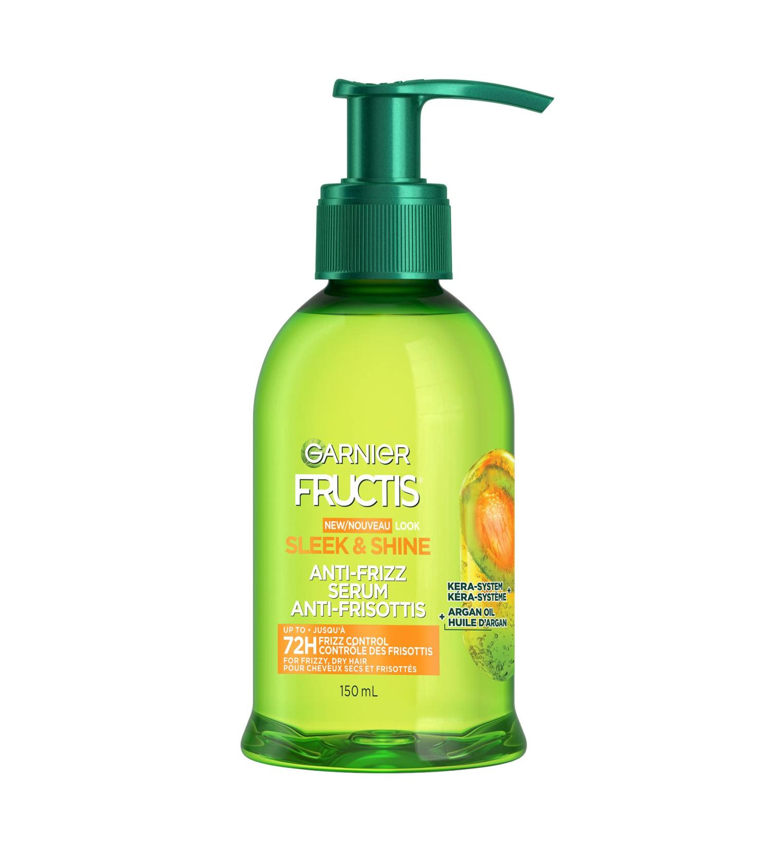 Garnier Fructis Sleek & Shine Anti-Frizz Serum For Frizzy Dry Hair Instant Sleek with Argan Oil 150 mL Anti-Frizz Serum 150 ml (Pack of 1) - Buy Online on GoSupps.com