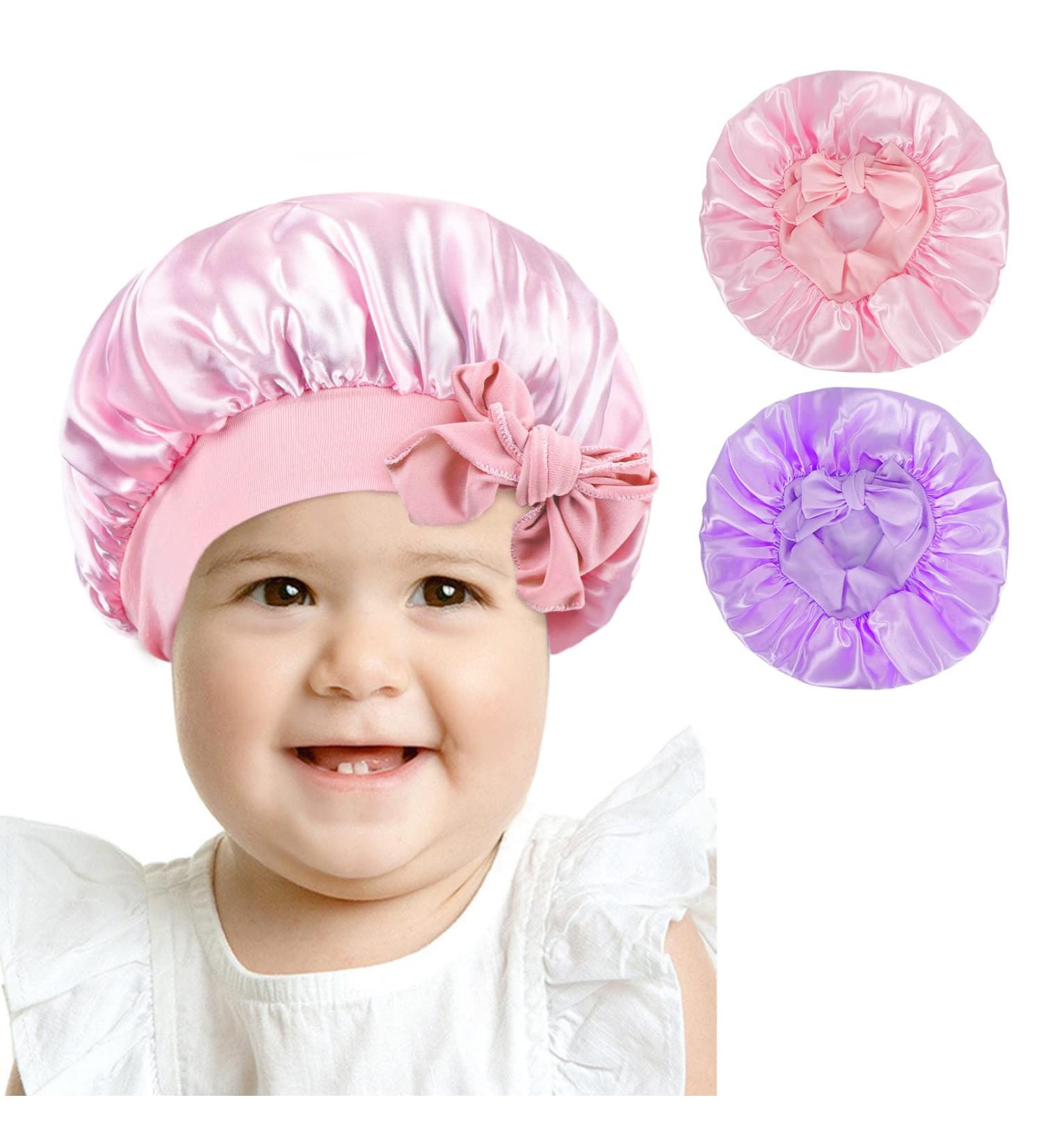 Arqumi Silk Satin Bonnet for Kids 2Pcs - Pink & Purple Night Cap for Toddler/Child/Teens - Buy Online on GoSupps.com