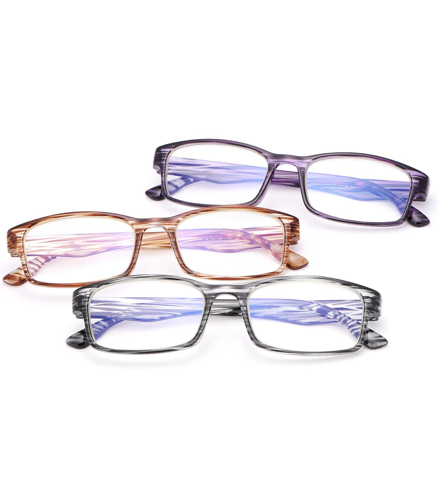 Shop 3 Pack Blue Light Blocking Reading Glasses for Men & Women | UV Protection Anti-Glare Eyewear +3.0 - Buy Online on GoSupps.com