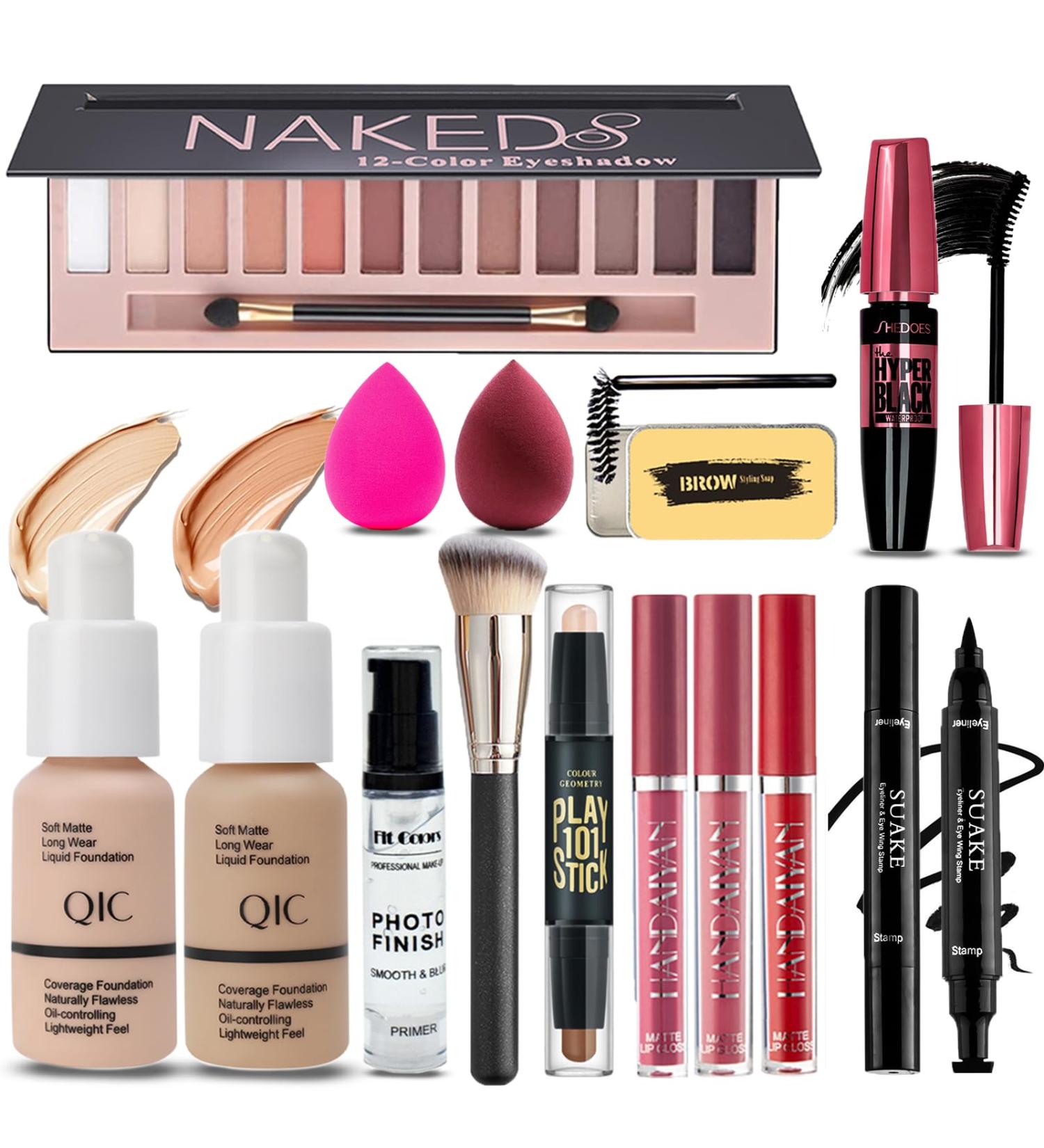 All-in-One Makeup Kit for Women - 12 Colors Eyeshadow Foundation Lipstick Eyeliner & More | Perfect Gift Set for Teens & Women - Buy Online on GoSupps.com