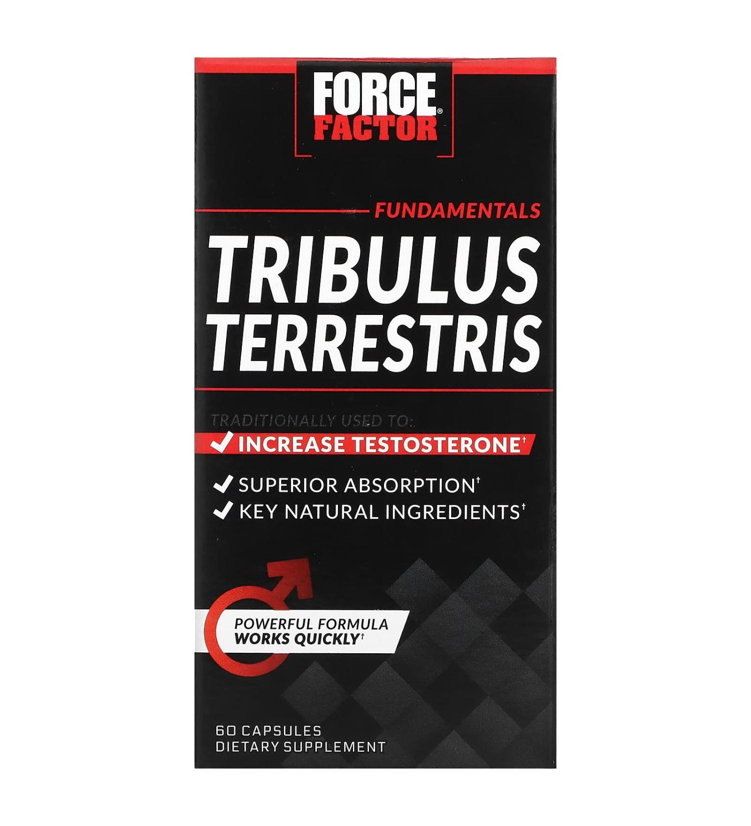 Force Factor Tribulus Terrestris for Men Testosterone Booster and Male Vitality Supplement Tribulus Extract and Natural Ingredients for Superior Absorption Fundamental Series 1000mg 60 Capsules 60 Count (Pack of 1)