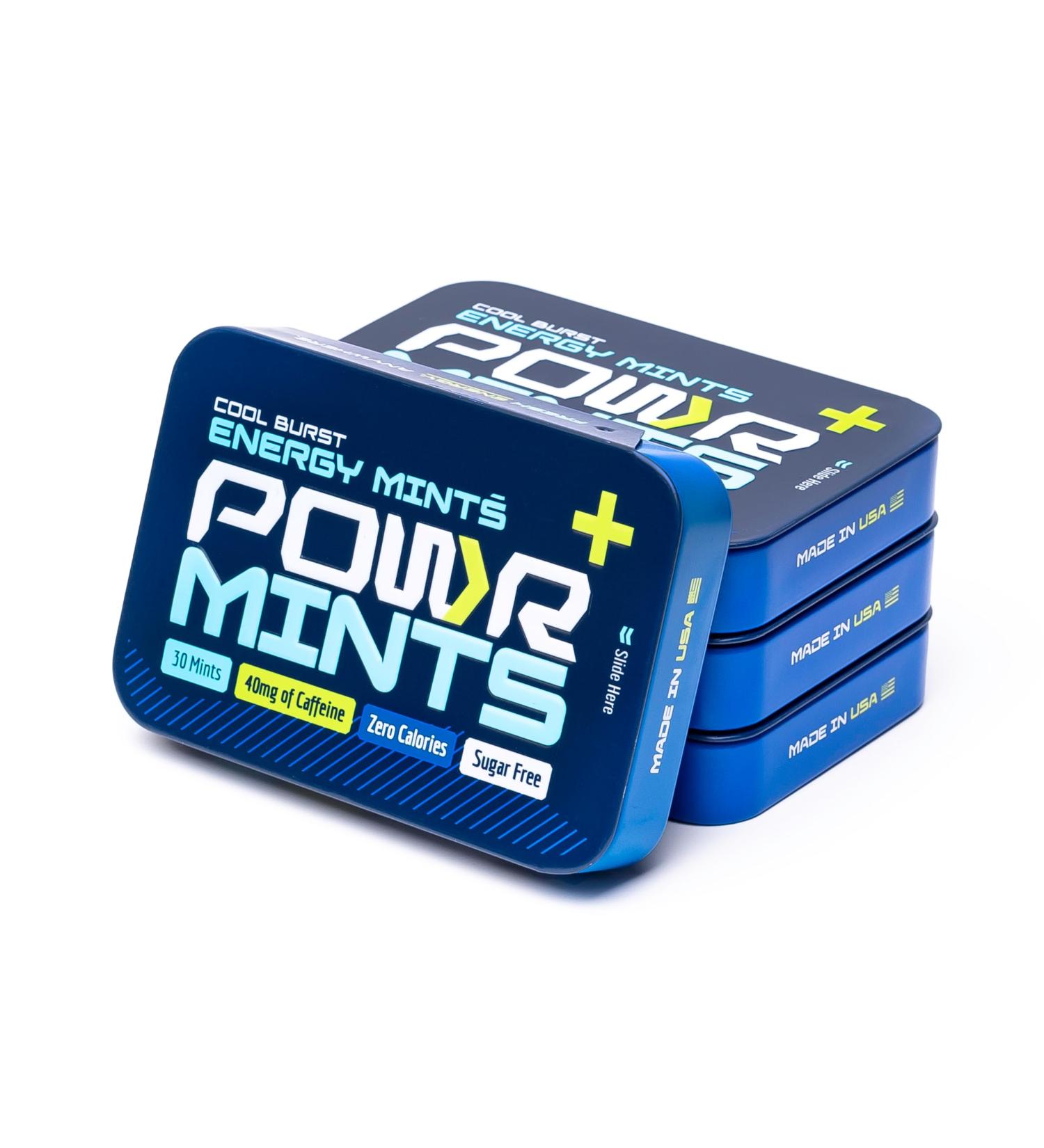 POWR Energy - 4 Tin Bundle (96 Mints Total) - 40mg of Caffeine P/Mint - Sugar Free - Zero Calories - Pre-Workout Cycling Running Endurance - Fast Acting Energy - Buy Online on GoSupps.com