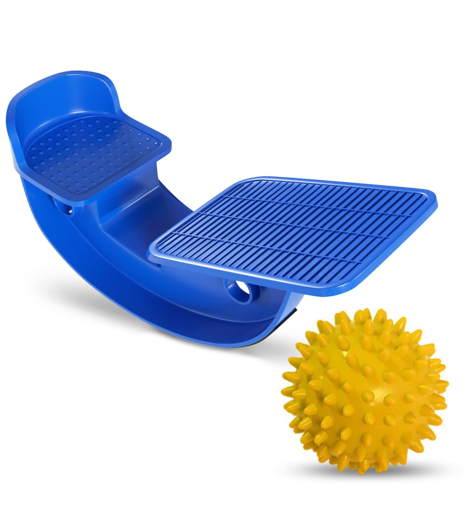 ProHeal Foot Rocker Calf Stretcher with Spiked Ball Massager for Plantar Fasciitis & Achilles Tendonitis - Blue/Yellow - Lower Leg Pain Relief - Buy Online on GoSupps.com