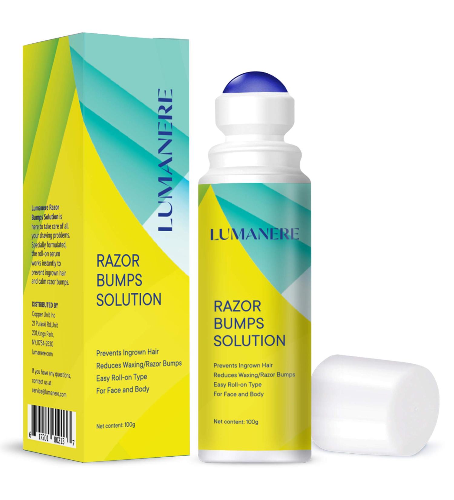 Lumanere Razor Bumps Solution + Hair Inhibitor After Shave Serum | Roll-on for Bikini, Legs, and Underarms - Men and Women - Buy Online on GoSupps.com