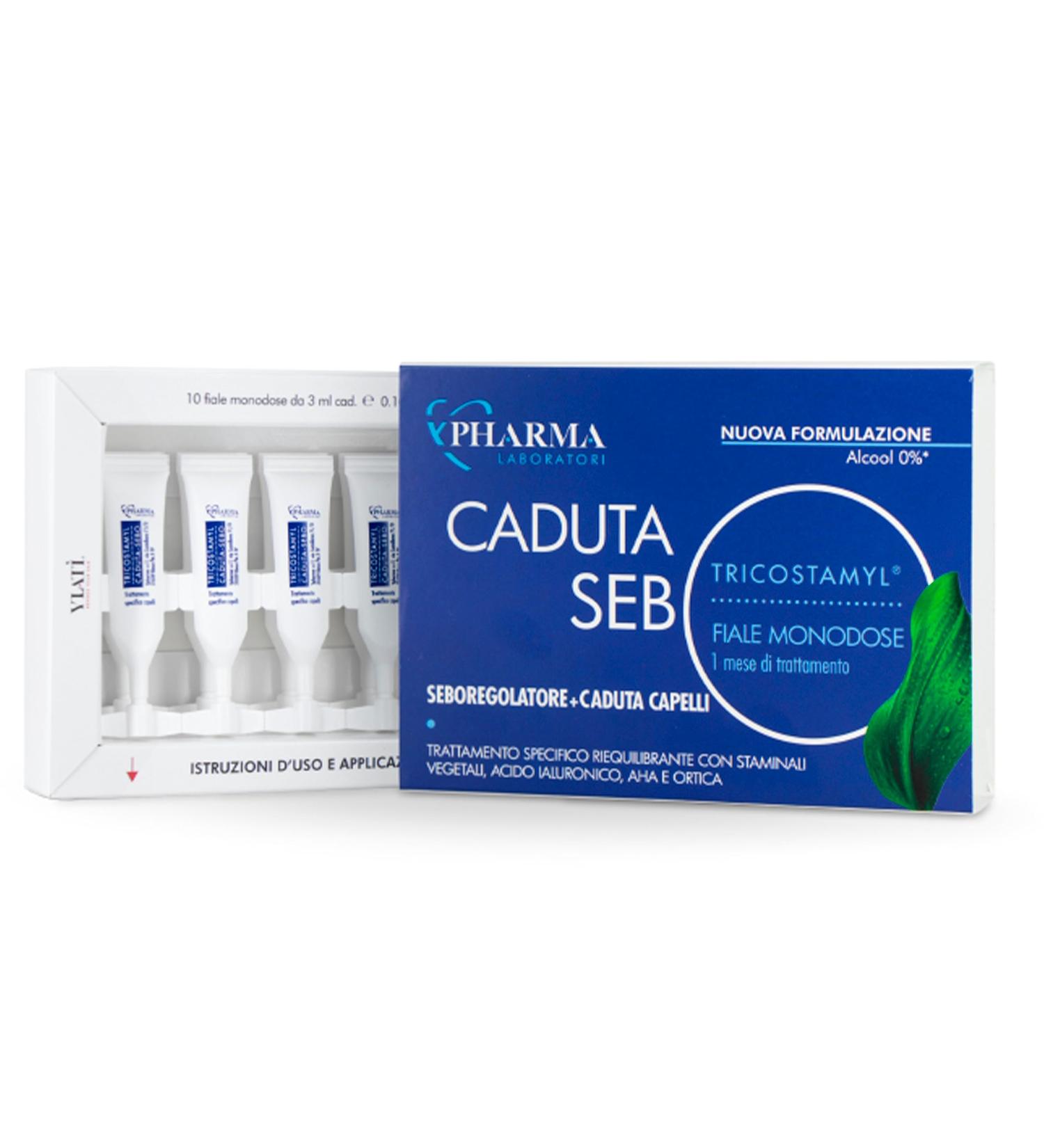 YLAT | Tricostamyl caduta-sebo Extra Forte 1 month specific treatment for fragile hair with oily skin Hardening and sebonormalizing action 10 ampoules of 3 ml. CAD. - Buy Online on GoSupps.com