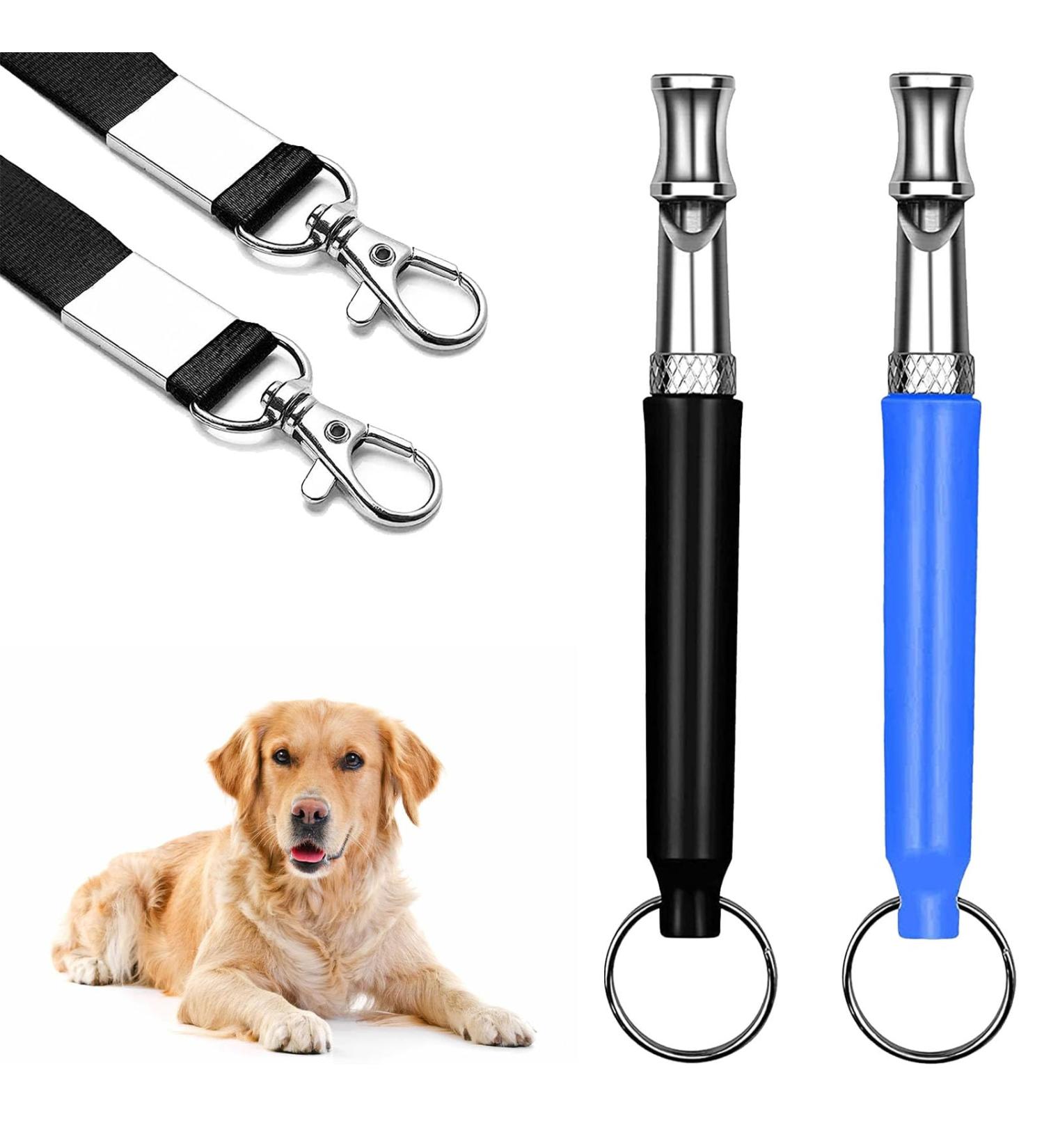 Professional Dog Whistle Set - Ultrasound Pipe & Training Whistle for Bark Control | 2 Pieces in Black & Blue - Buy Online on GoSupps.com