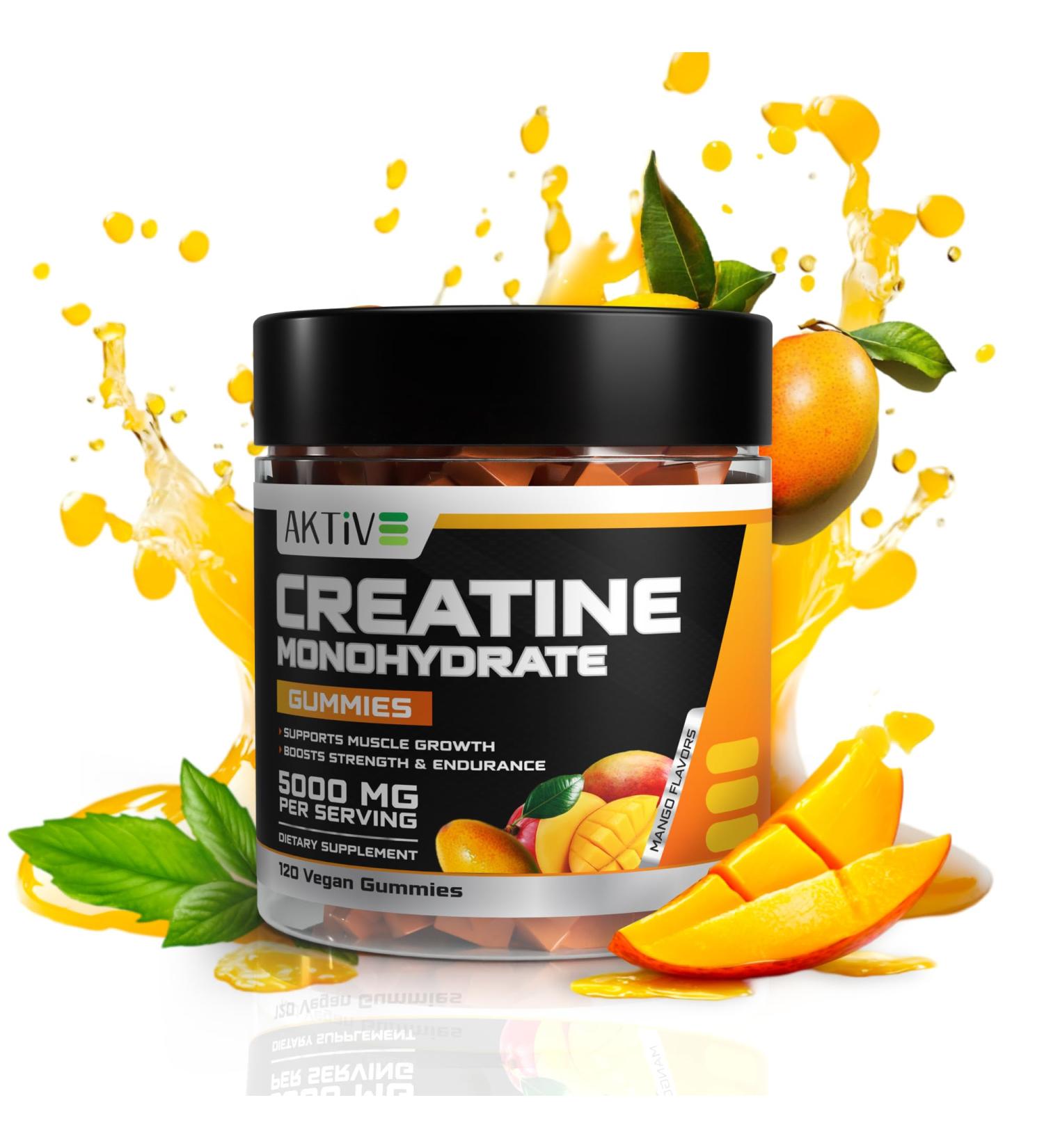 Creatine Monohydrate Gummies 5000mg of Creatine Per Serving with Alpha-GPC & Taurine Mango Flavor Enhance Brain Function Muscle Growth Support Pre Workout Gummies for Men and Women - 120pcs Mango 120 Count (Pack of 1) - Buy Online on GoSupps.com