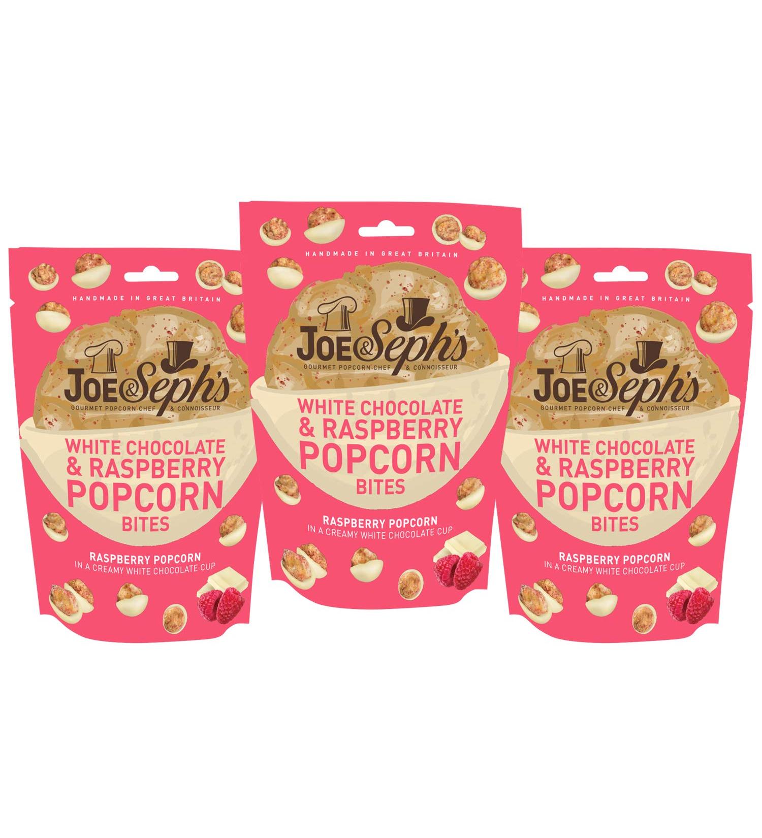 Joe & Seph's Joe & Seph's White Chocolate & Raspberry Popcorn Pack of 3 63g