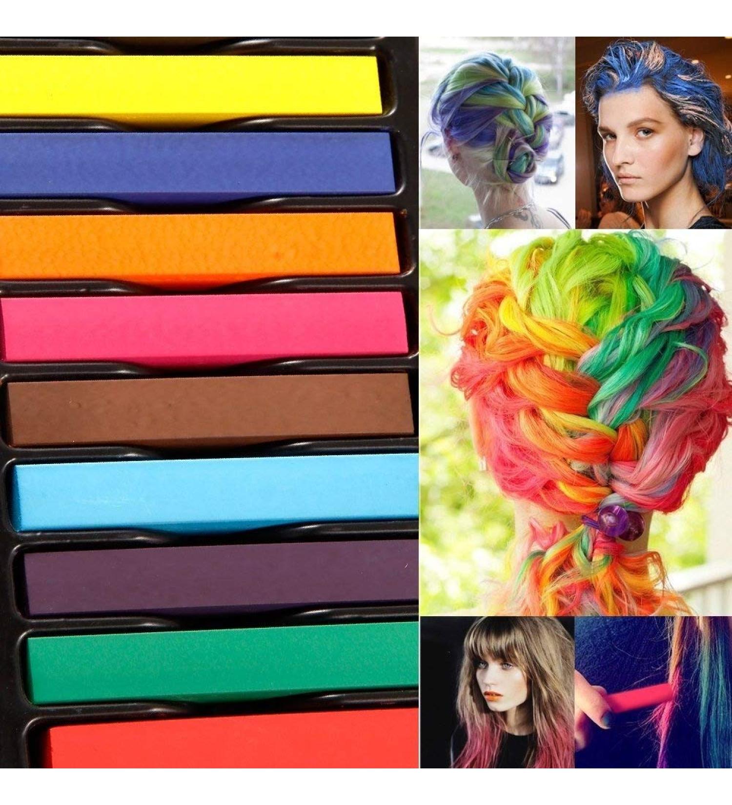 12 Color DIY Hair Chalk Temporary Hair Color Pastel Hair Dye Set Non-toxic - Buy Online on GoSupps.com