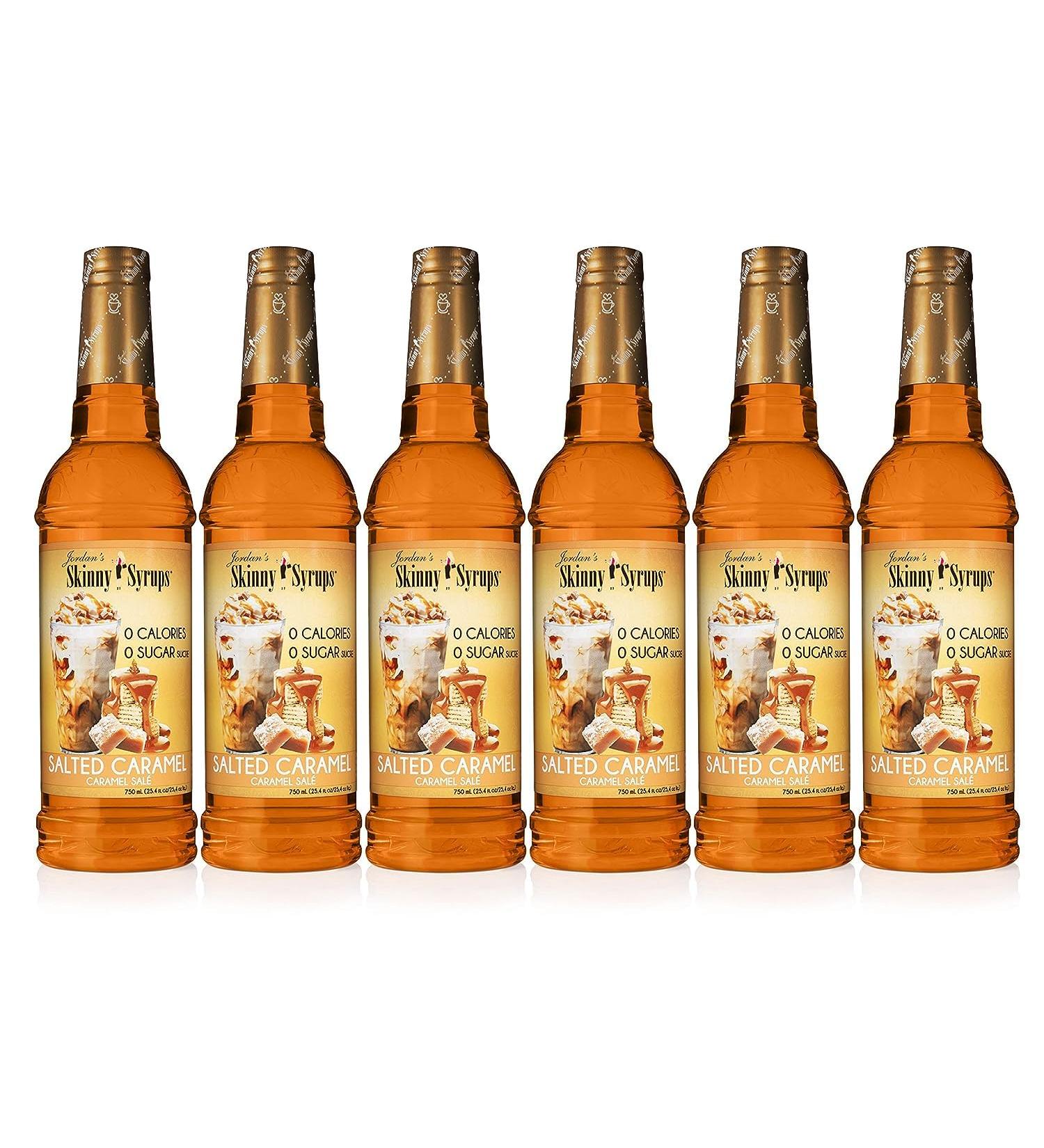 Jordan's Skinny Syrups Salted Caramel Sugar-Free Flavoring Syrup - 750ml (25.4 Ounce) Bottle - Zero Calorie Keto Friendly - Pack of 6 - Buy Online on GoSupps.com