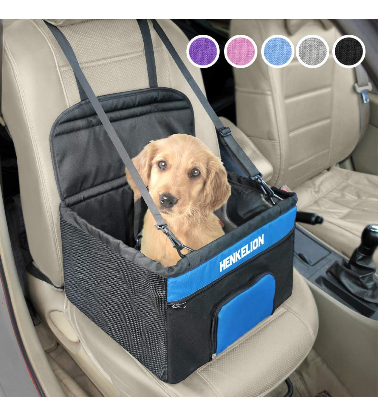 Henkelion Small Dog Car Seat - Pet Booster Seat for Small to Medium Dogs up to 30 lbs - Reinforced Harness with Seat Belt - Black - Buy Online on GoSupps.com