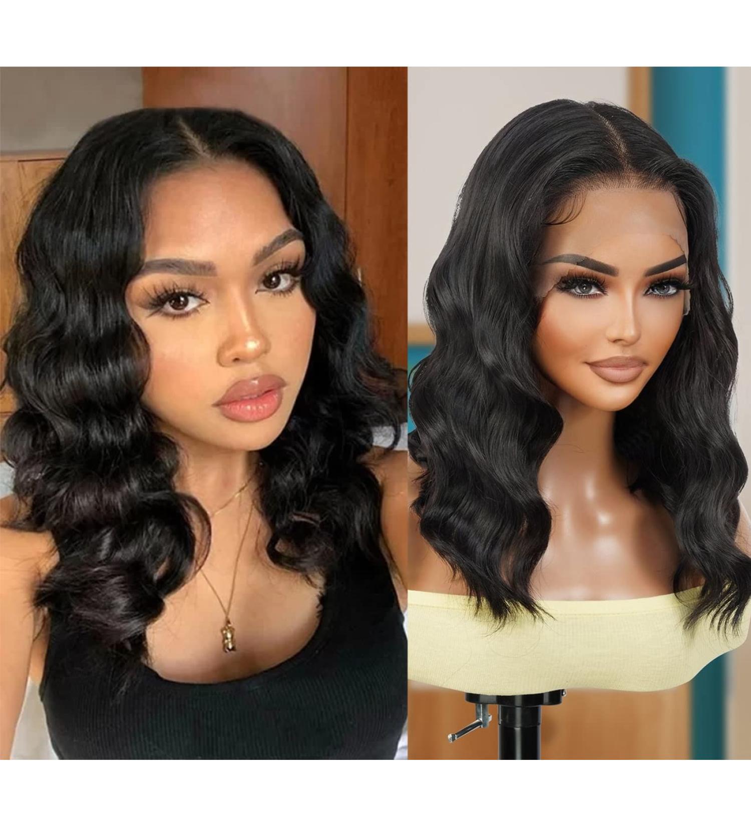 Kayla Loose Wave HD Lace Front Wig 16 | Human Hair Blend | Pre Plucked Swiss Lace | Heat Friendly Synthetic | Transparent Lace Frontal | 1B-Off Black - Buy Online on GoSupps.com