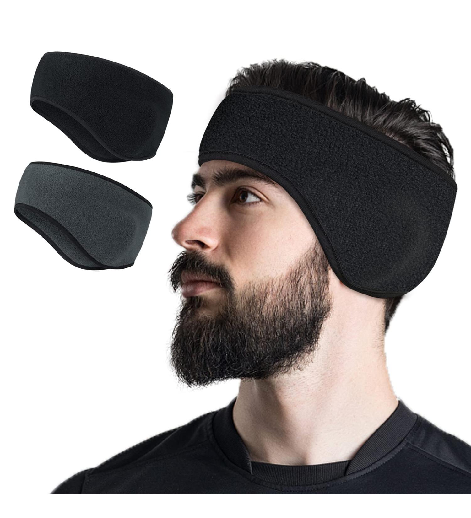 Winter Sports Headband for Men & Women | Telgoner Stretchable Ear Warmer for Running Jogging Hiking & Biking (Black + Dark Gray) - Buy Online on GoSupps.com