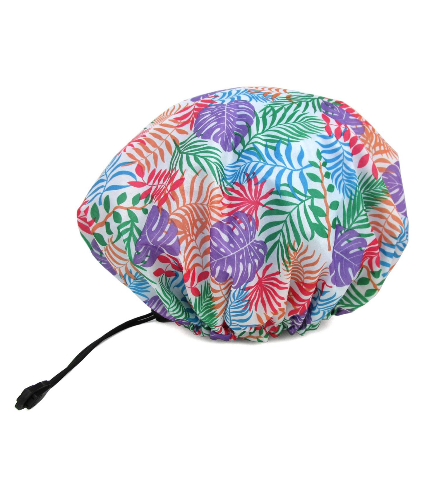 Adjustable Large Shower Cap with Elastic Band and Fixing Buckle - Waterproof Reusable Bath Cap for Women | 02 Colored Leaves - Buy Online on GoSupps.com