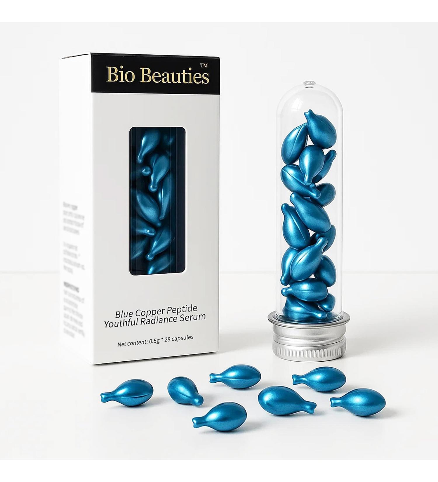 BLue Copper Peptides Serum Capsule for Face Anti-Aging Serum Peptides Collagen Renewal GHK-Cu Hyaluronic Acid Anti Wrinkle Moisturizing Hydrating and Firming - Buy Online on GoSupps.com