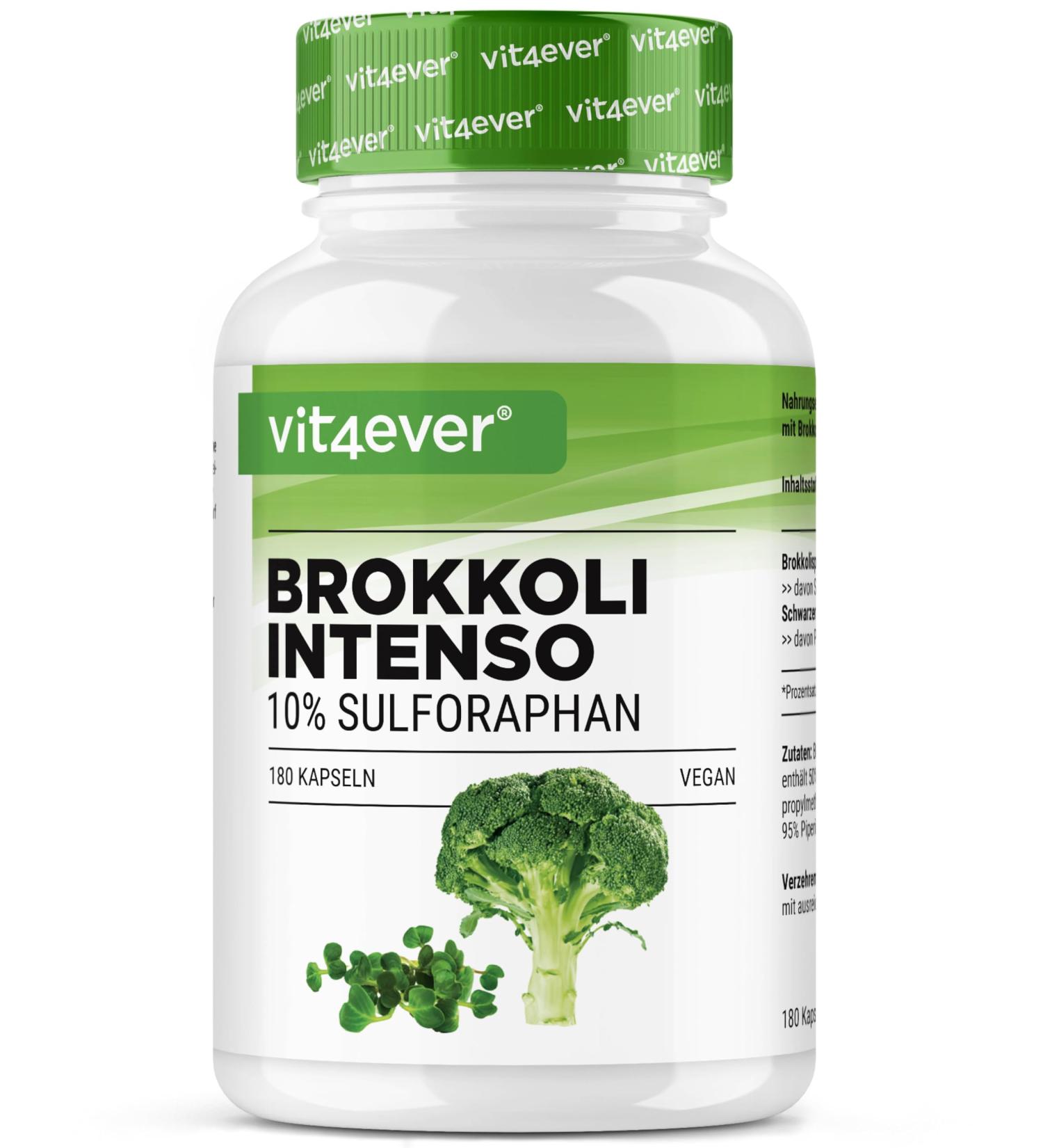 Broccoli Extract - 180 capsules - 1310 mg per daily dose - 10% sulforaphane - Broccoli sprouts - Optimized bioavailability - High dosed Vegan - Buy Online on GoSupps.com